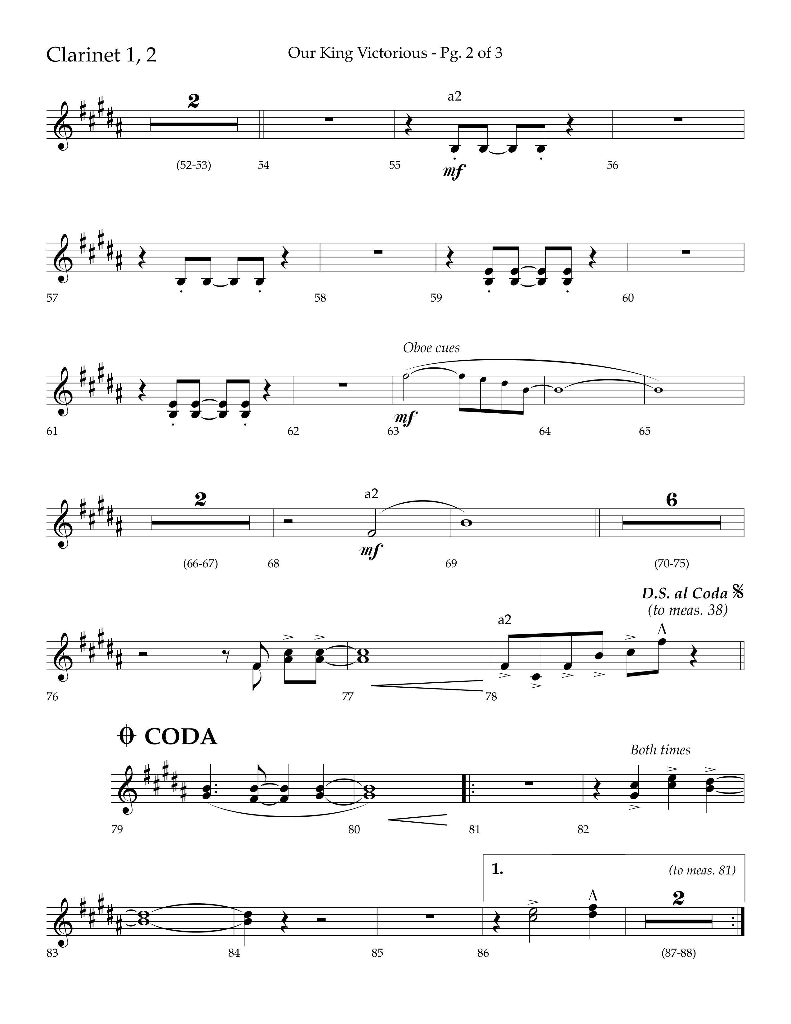 Our King Victorious (Choral Anthem SATB) Clarinet 1/2 (Lifeway Choral / Arr. Richard Kingsmore)