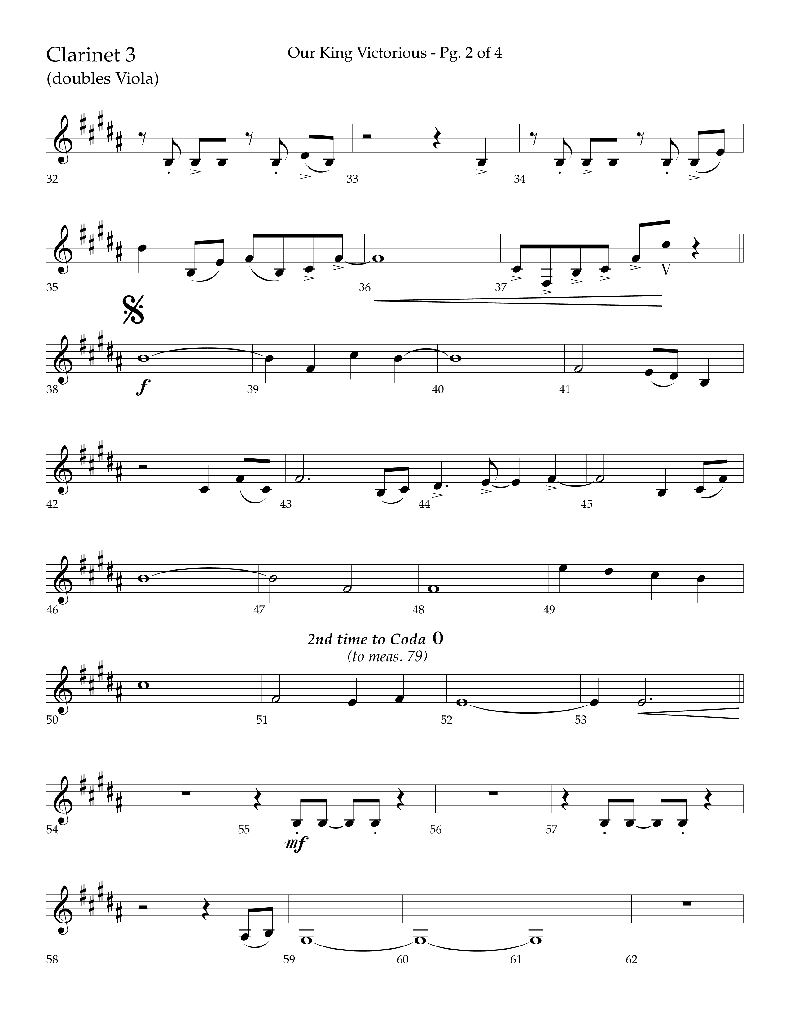 Our King Victorious (Choral Anthem SATB) Clarinet 3 (Lifeway Choral / Arr. Richard Kingsmore)