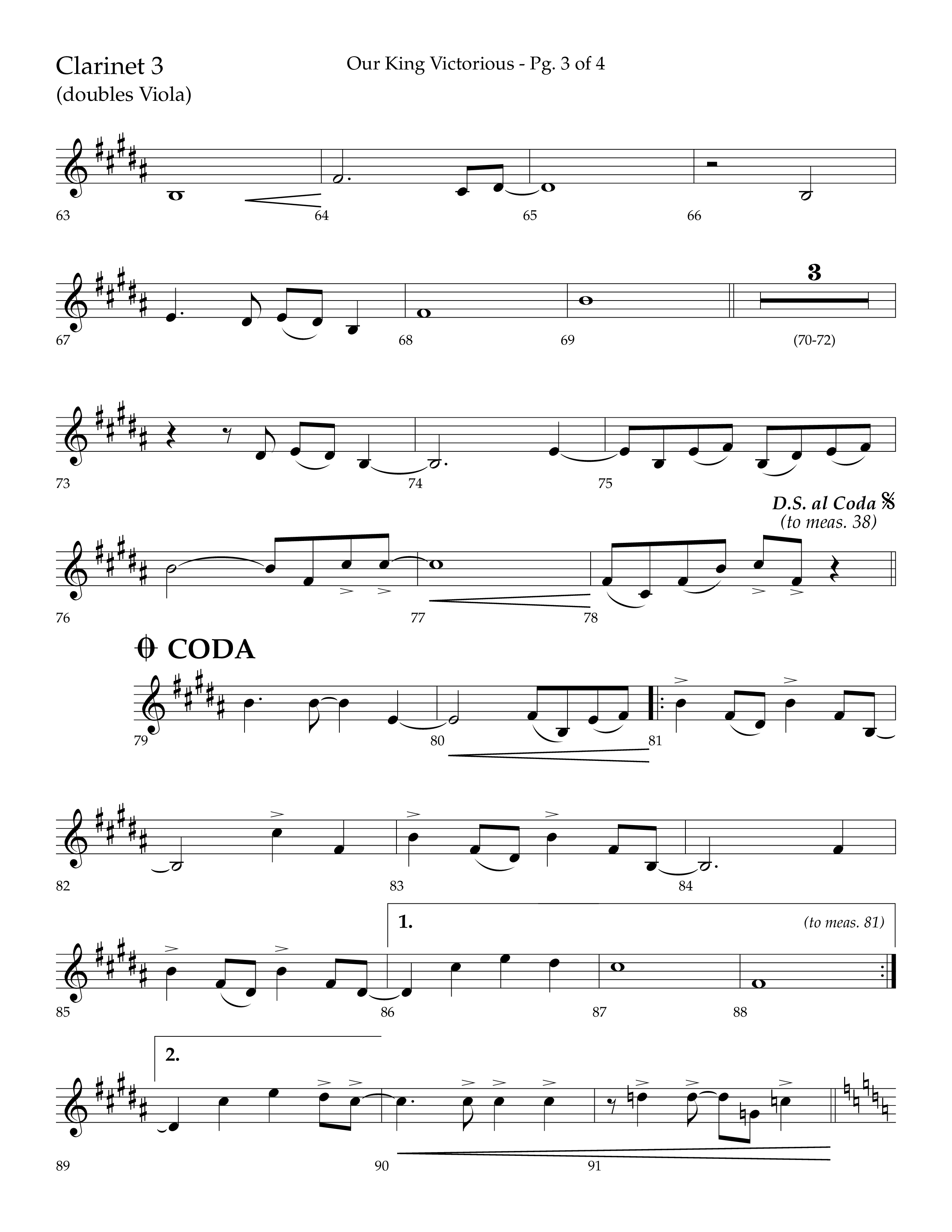 Our King Victorious (Choral Anthem SATB) Clarinet 3 (Lifeway Choral / Arr. Richard Kingsmore)