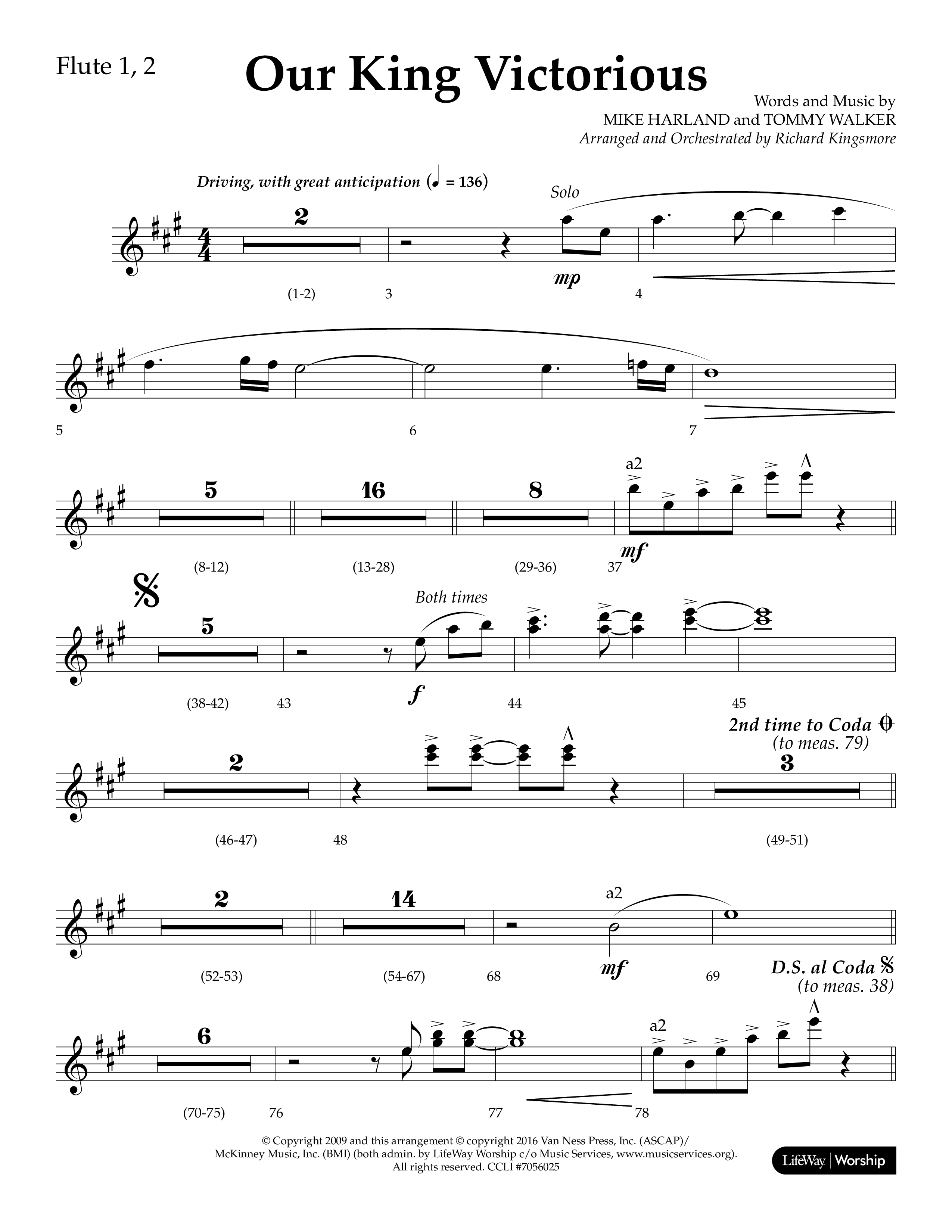 Our King Victorious (Choral Anthem SATB) Flute 1/2 (Lifeway Choral / Arr. Richard Kingsmore)