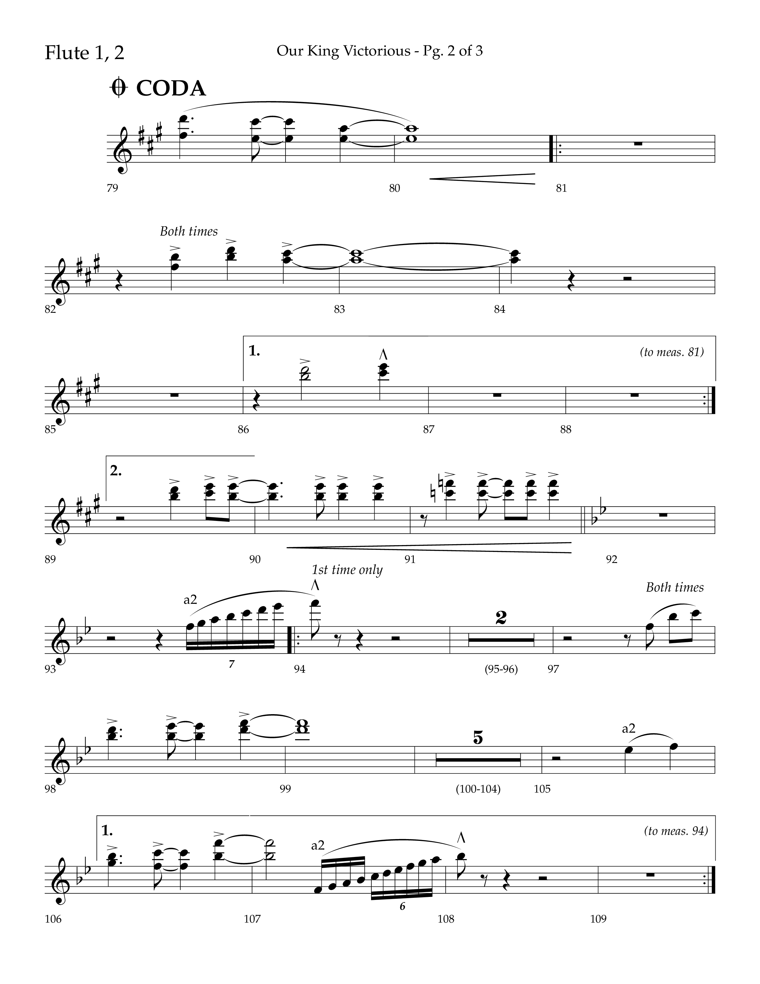 Our King Victorious (Choral Anthem SATB) Flute 1/2 (Lifeway Choral / Arr. Richard Kingsmore)