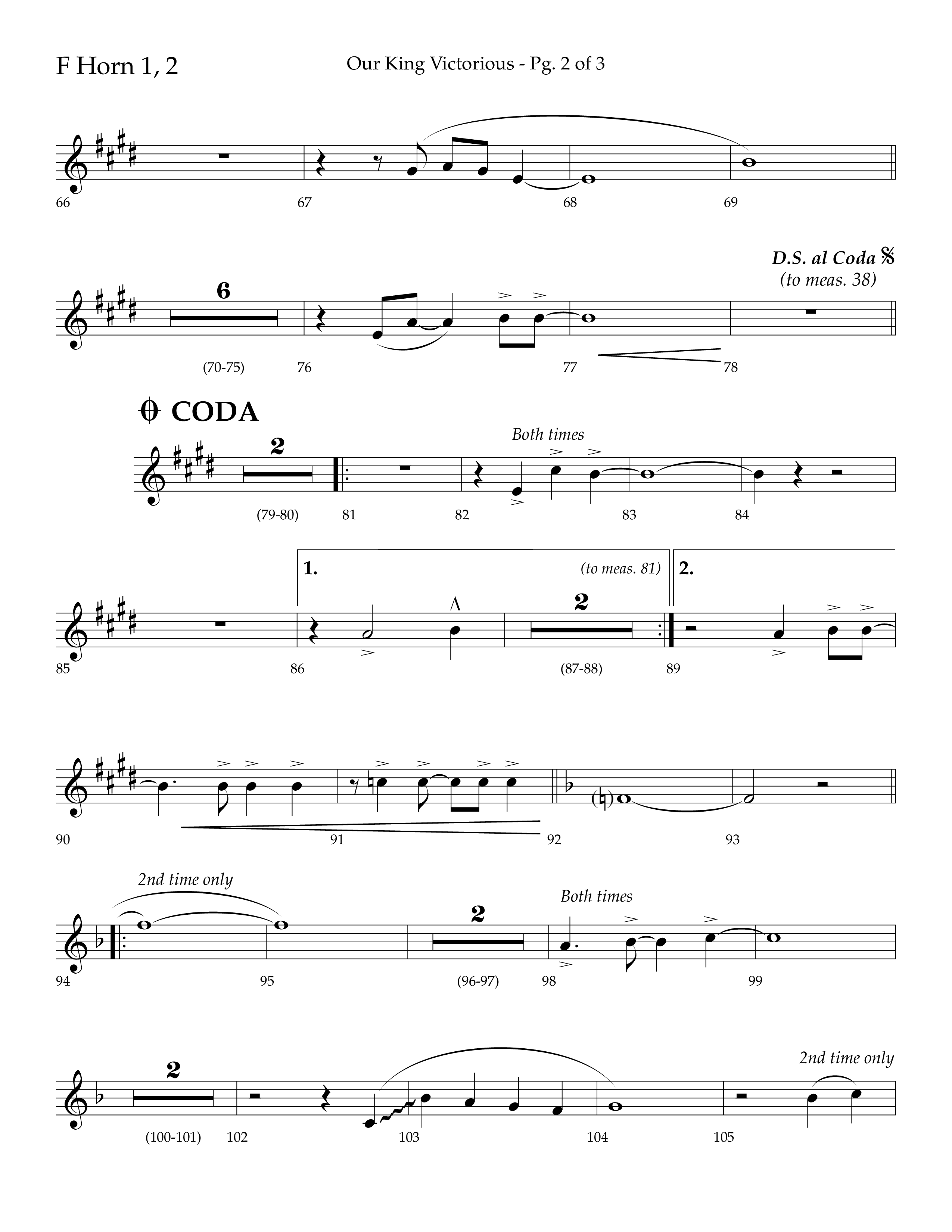 Our King Victorious (Choral Anthem SATB) French Horn 1/2 (Lifeway Choral / Arr. Richard Kingsmore)