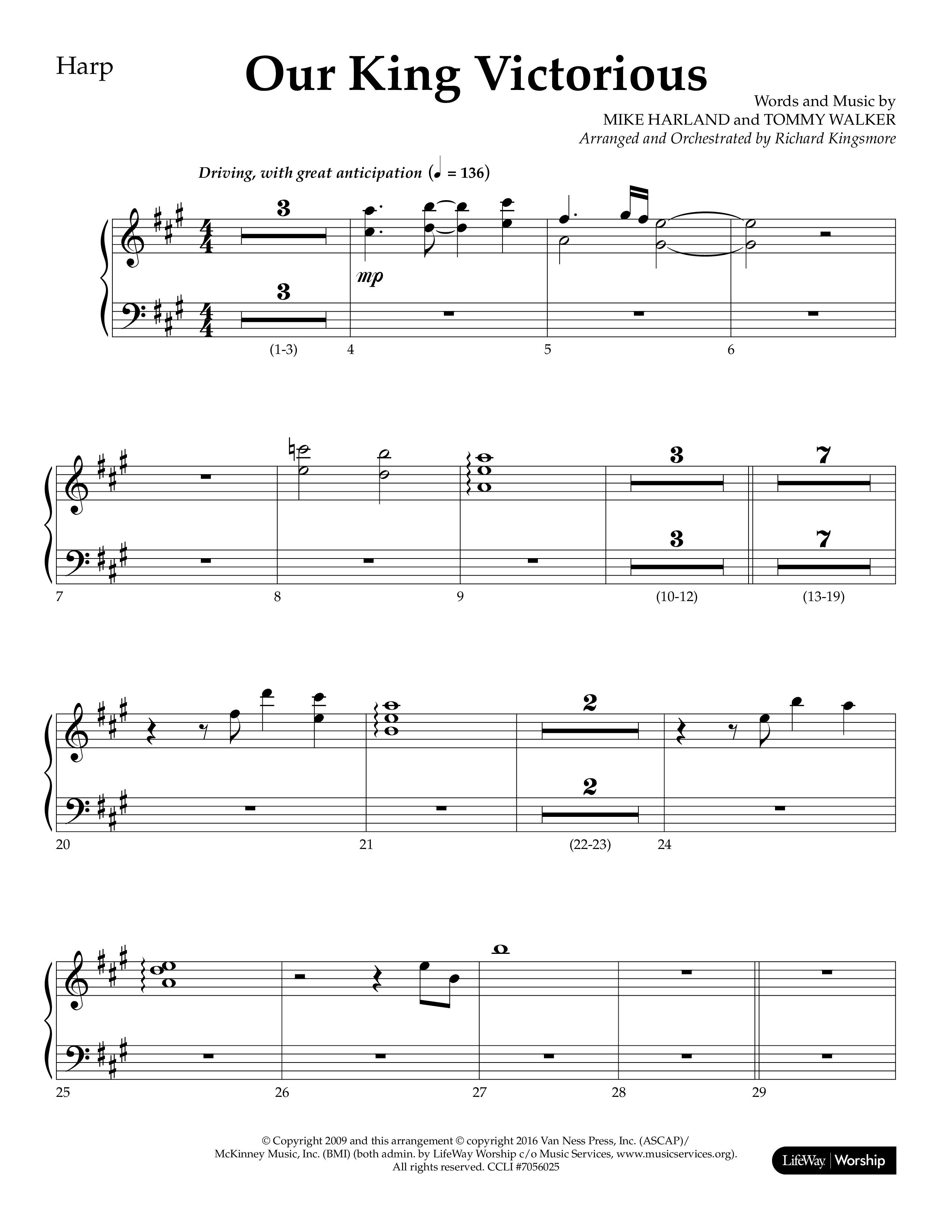 Our King Victorious (Choral Anthem SATB) Harp (Lifeway Choral / Arr. Richard Kingsmore)