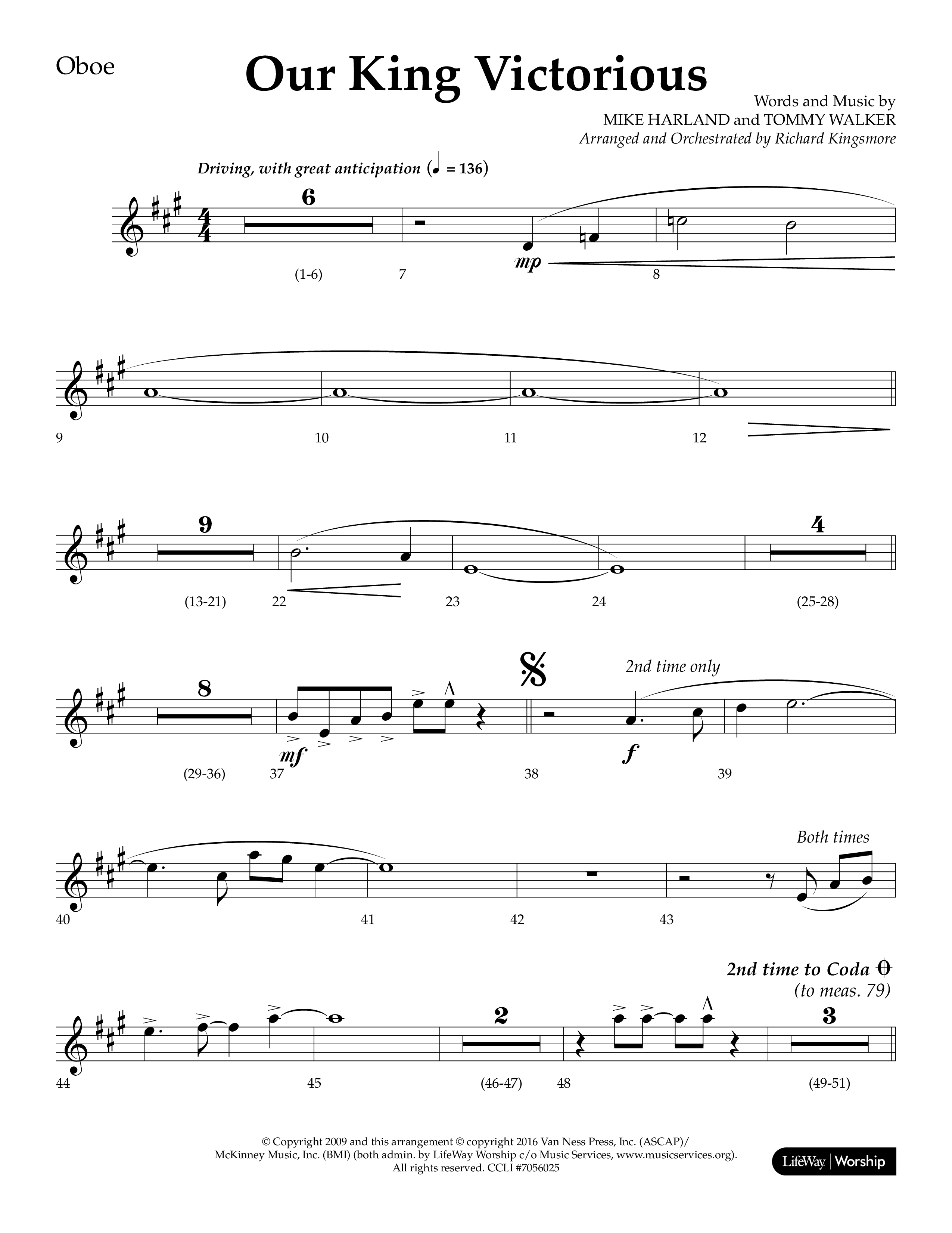 Our King Victorious (Choral Anthem SATB) Oboe (Lifeway Choral / Arr. Richard Kingsmore)