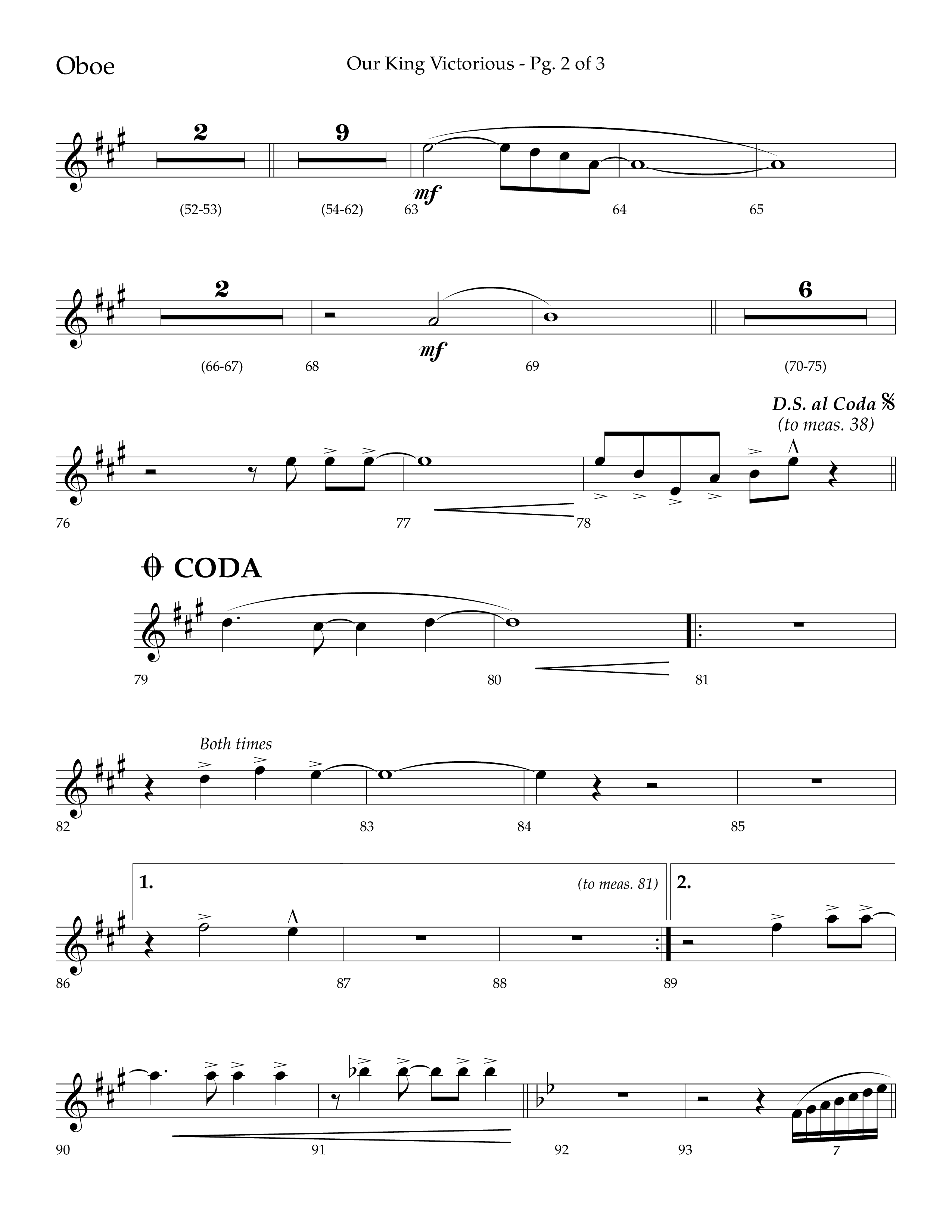 Our King Victorious (Choral Anthem SATB) Oboe (Lifeway Choral / Arr. Richard Kingsmore)