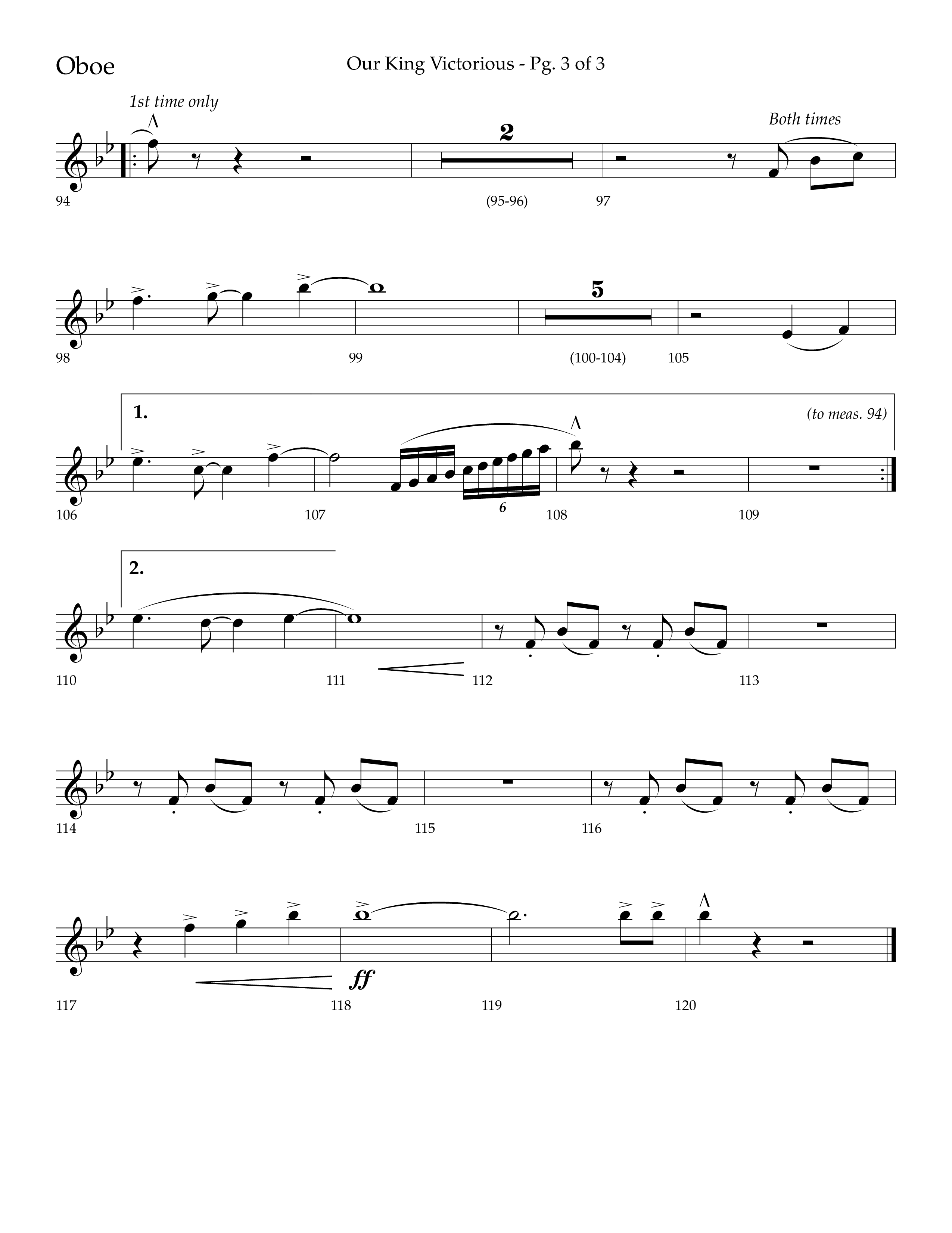 Our King Victorious (Choral Anthem SATB) Oboe (Lifeway Choral / Arr. Richard Kingsmore)