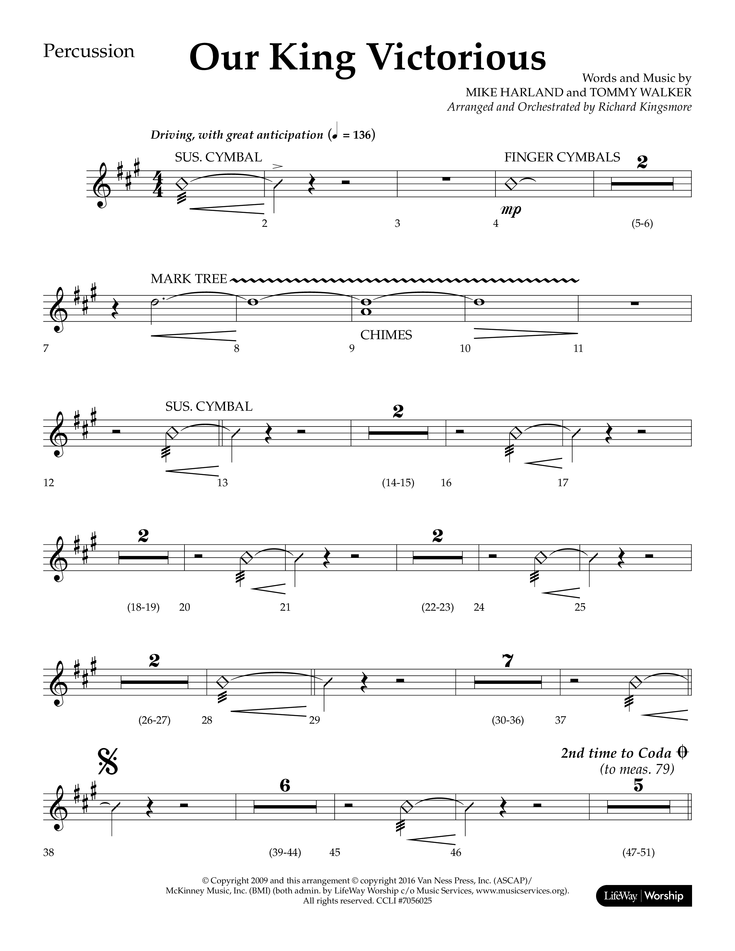 Our King Victorious (Choral Anthem SATB) Percussion (Lifeway Choral / Arr. Richard Kingsmore)
