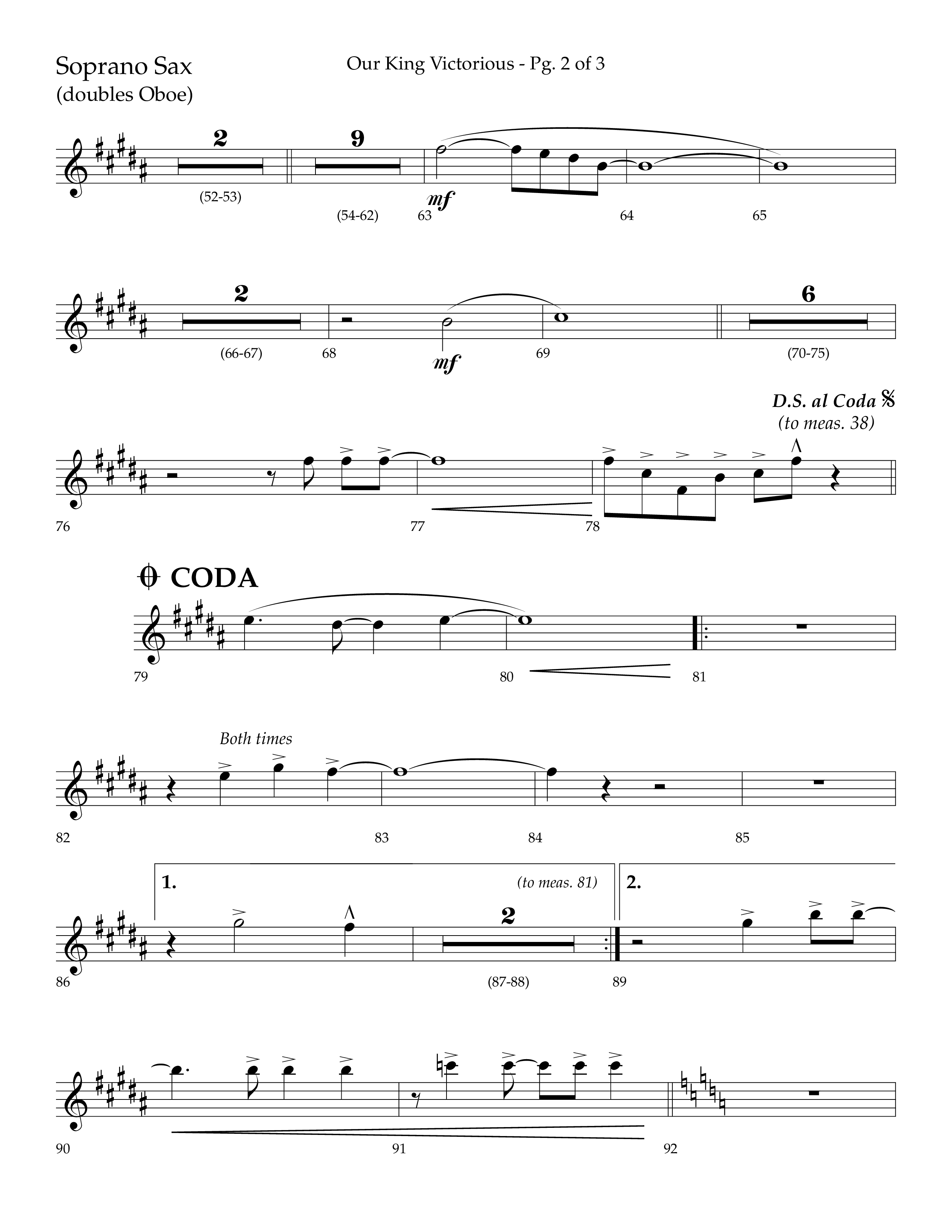 Our King Victorious (Choral Anthem SATB) Soprano Sax (Lifeway Choral / Arr. Richard Kingsmore)