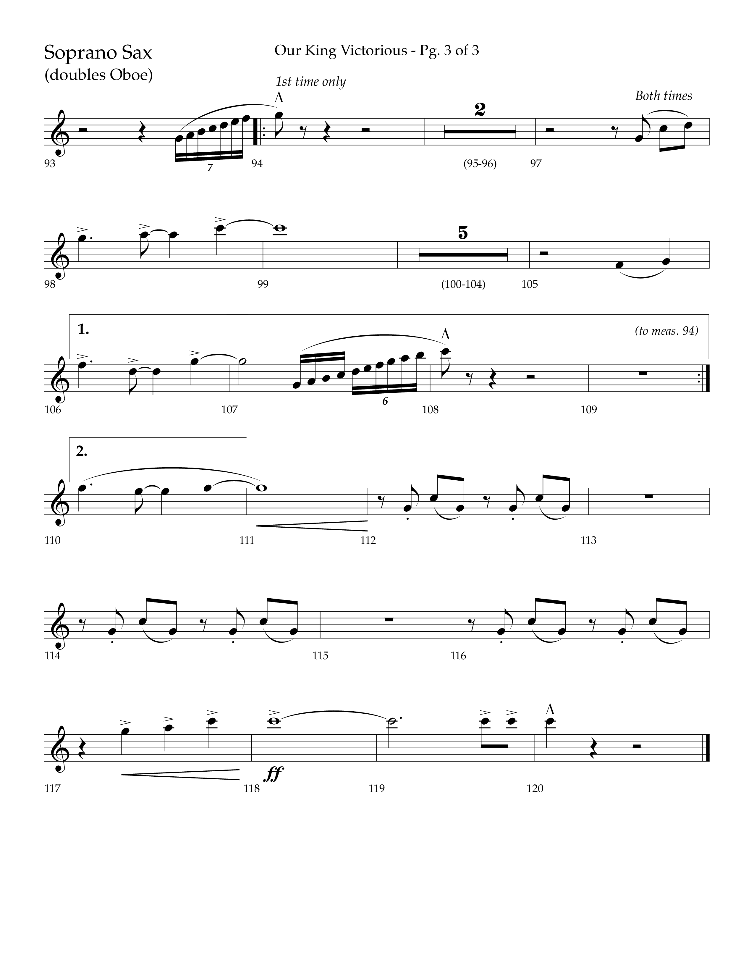 Our King Victorious (Choral Anthem SATB) Soprano Sax (Lifeway Choral / Arr. Richard Kingsmore)