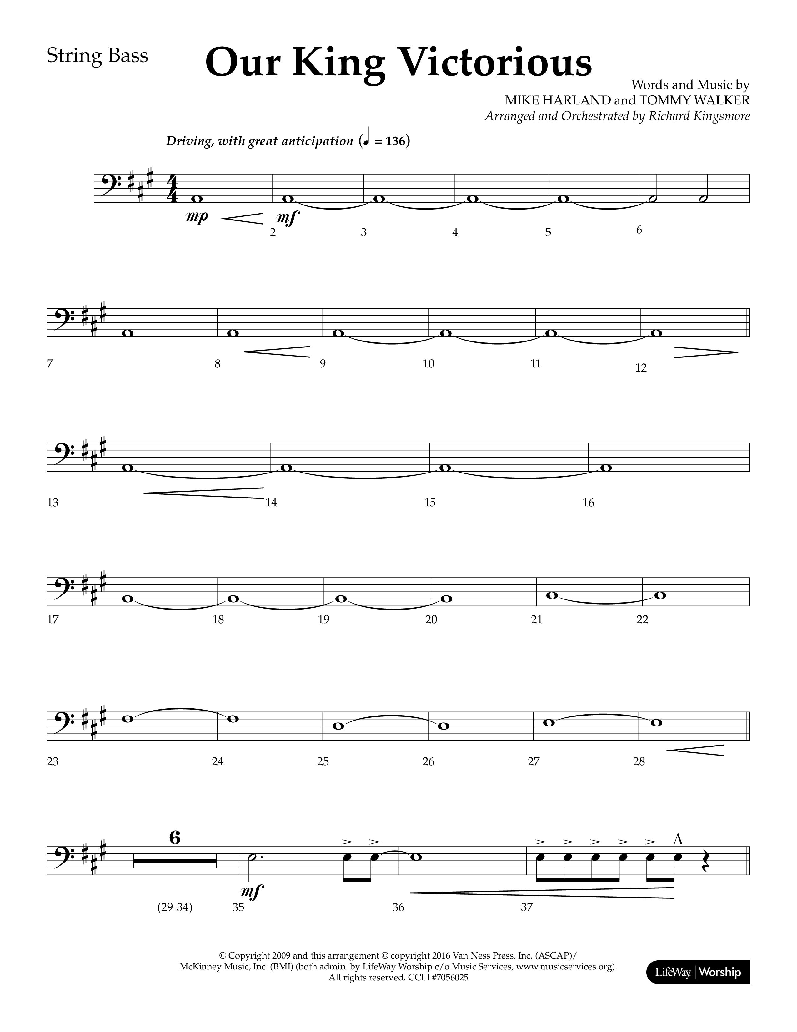 Our King Victorious (Choral Anthem SATB) String Bass (Lifeway Choral / Arr. Richard Kingsmore)
