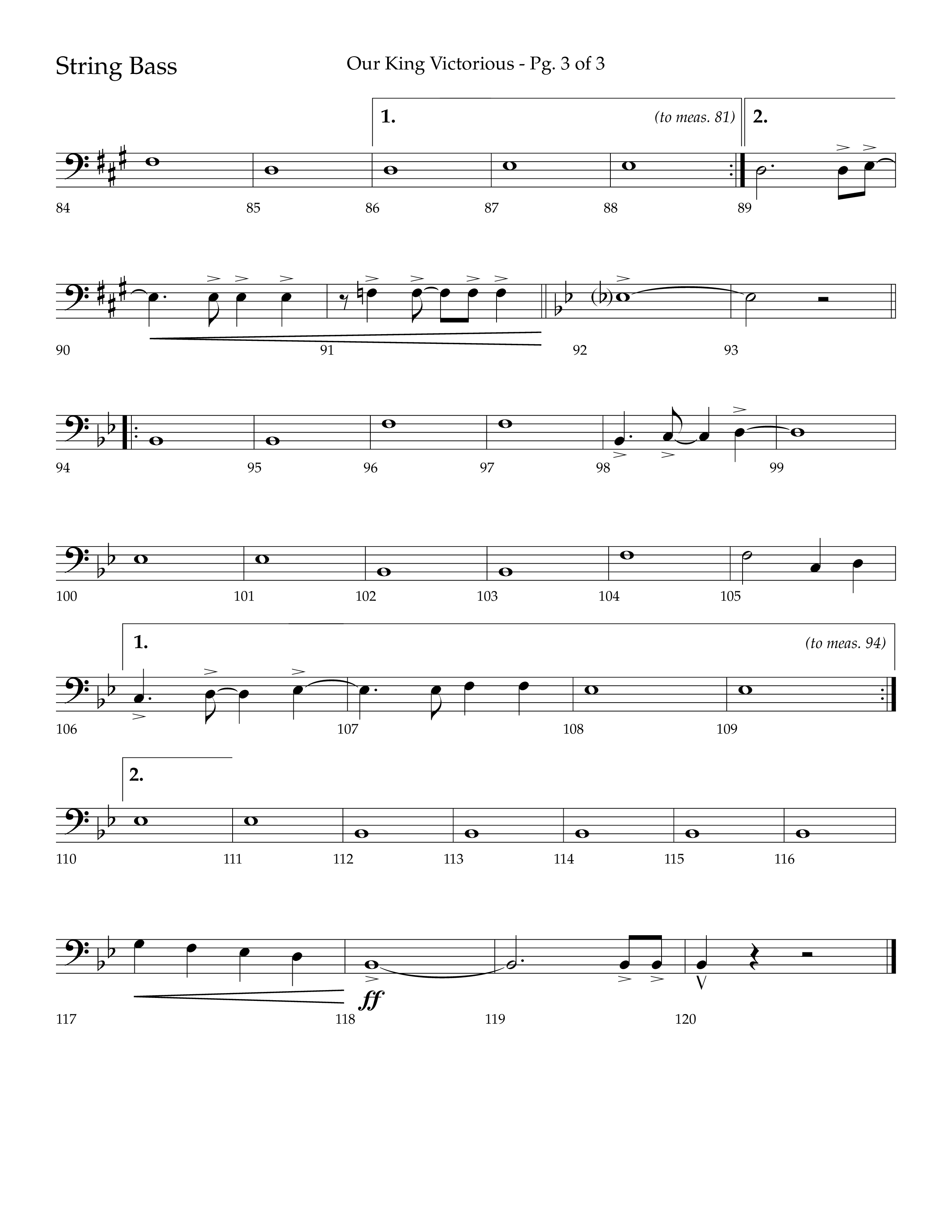 Our King Victorious (Choral Anthem SATB) String Bass (Lifeway Choral / Arr. Richard Kingsmore)