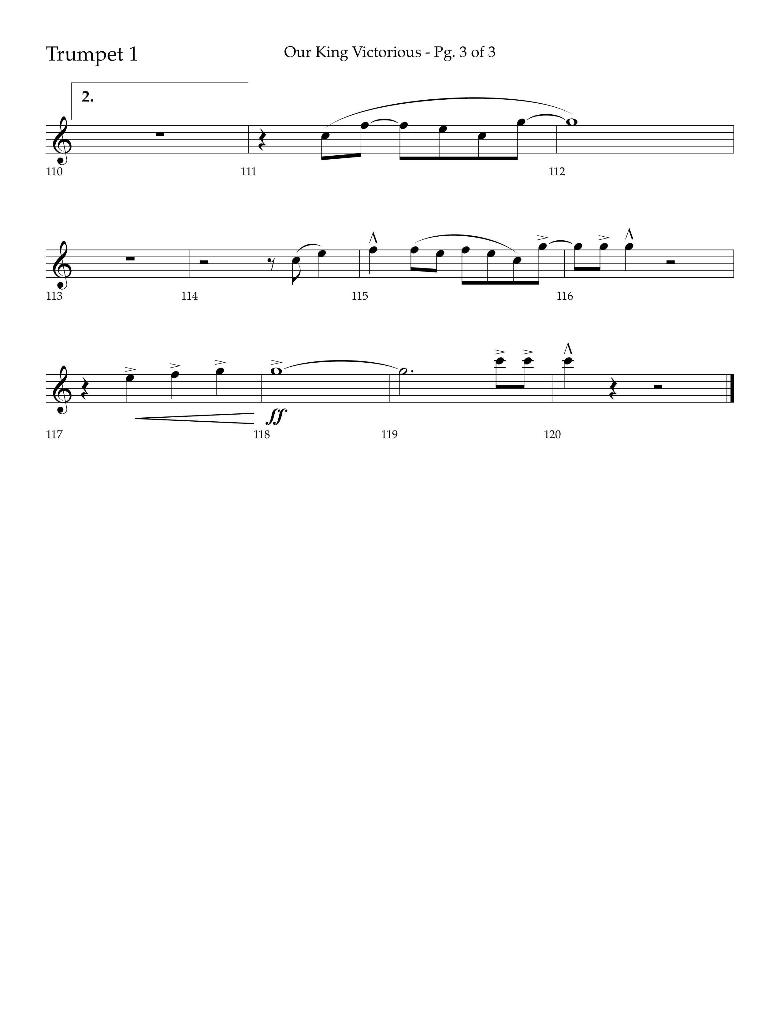 Our King Victorious (Choral Anthem SATB) Trumpet 1 (Lifeway Choral / Arr. Richard Kingsmore)