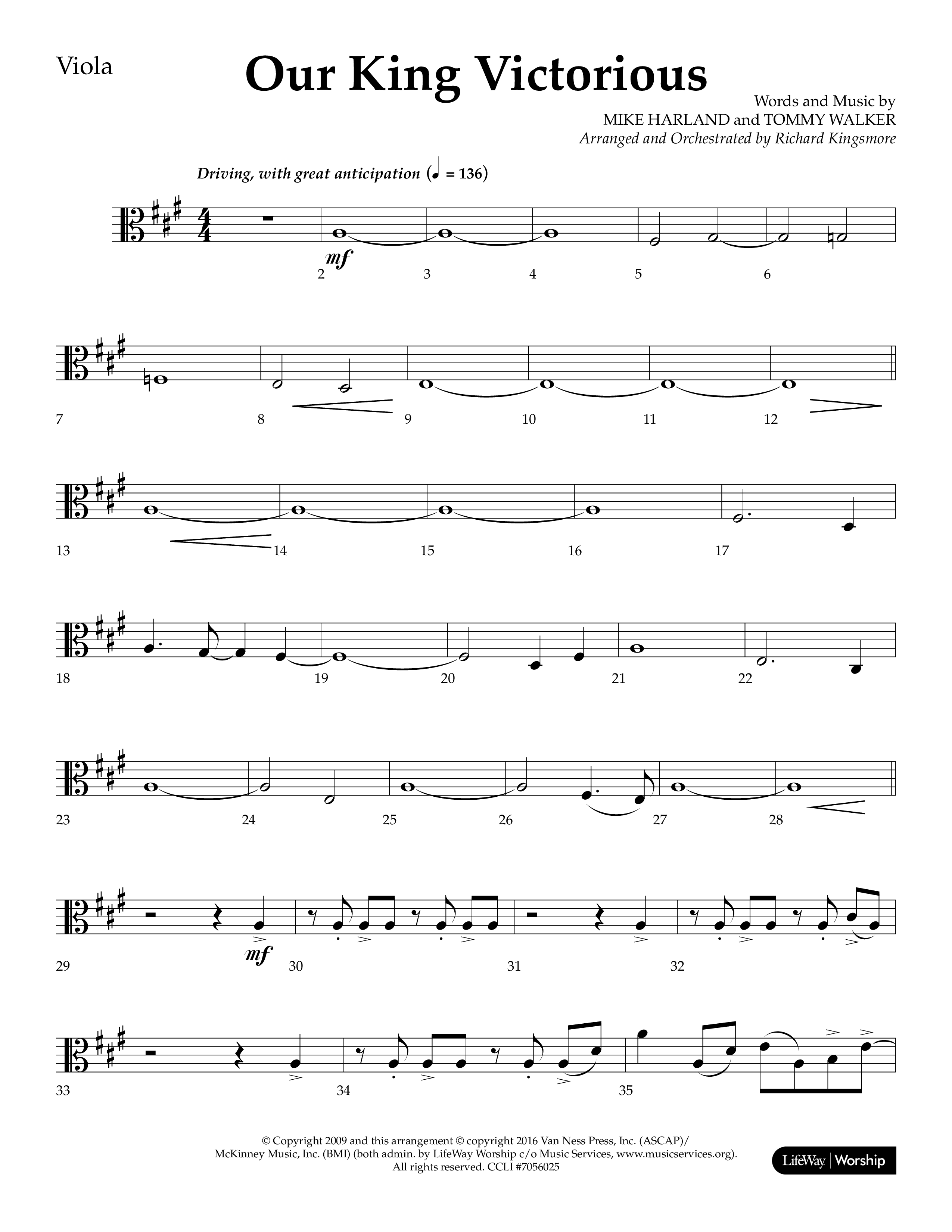 Our King Victorious (Choral Anthem SATB) Viola (Lifeway Choral / Arr. Richard Kingsmore)