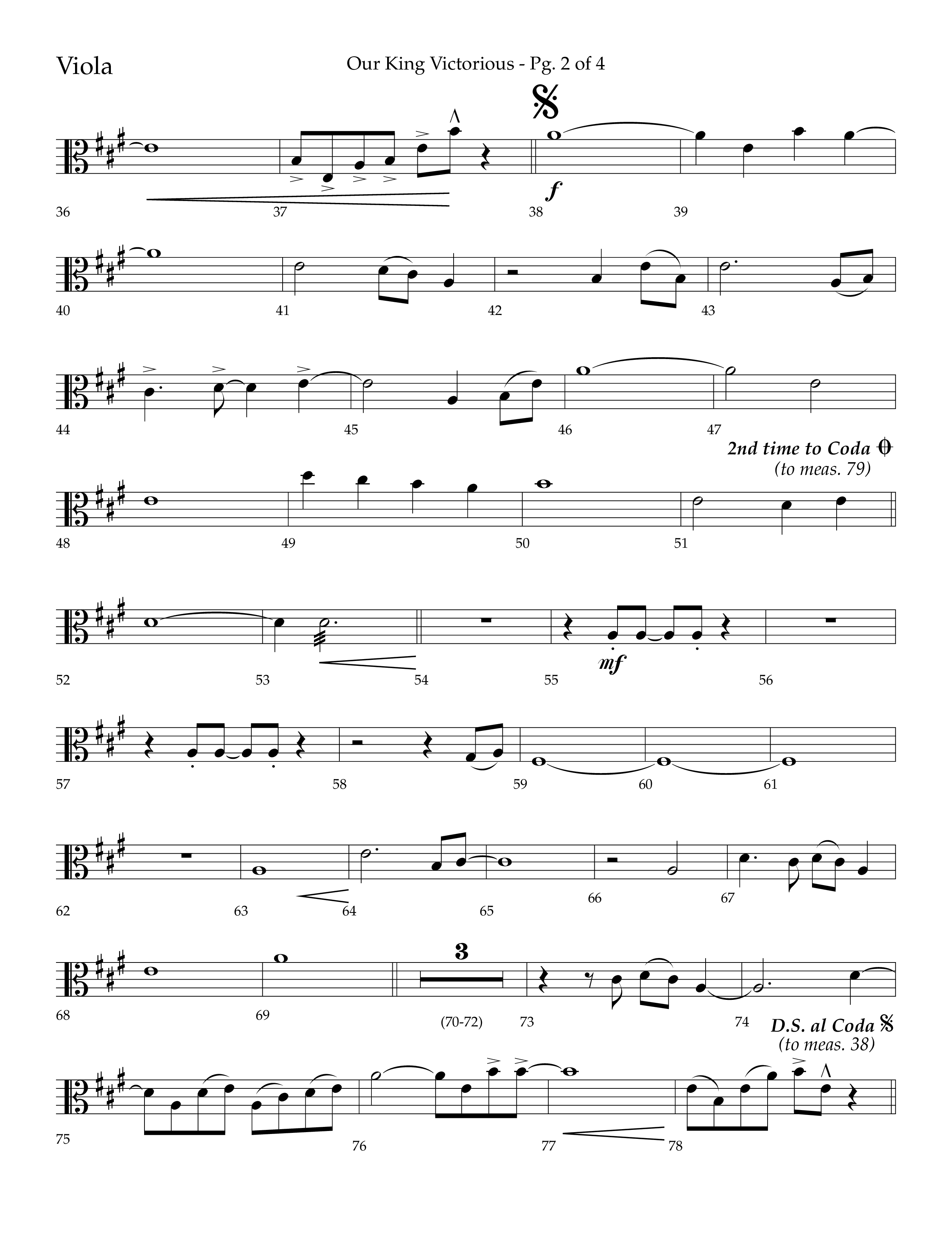 Our King Victorious (Choral Anthem SATB) Viola (Lifeway Choral / Arr. Richard Kingsmore)