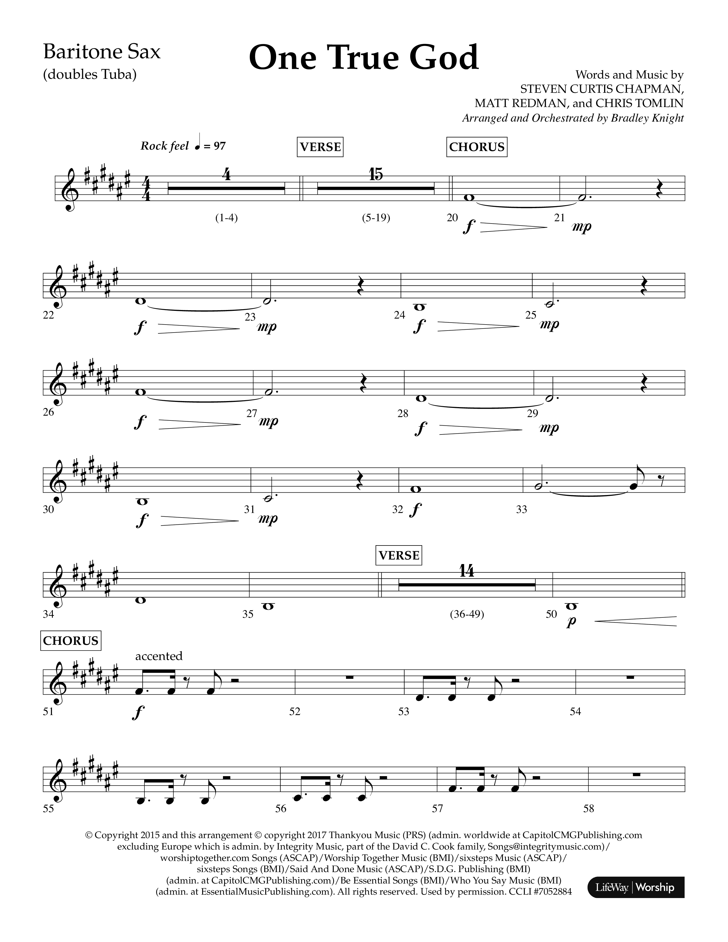 One True God (Choral Anthem SATB) Bari Sax (Lifeway Choral / Arr. Bradley Knight)