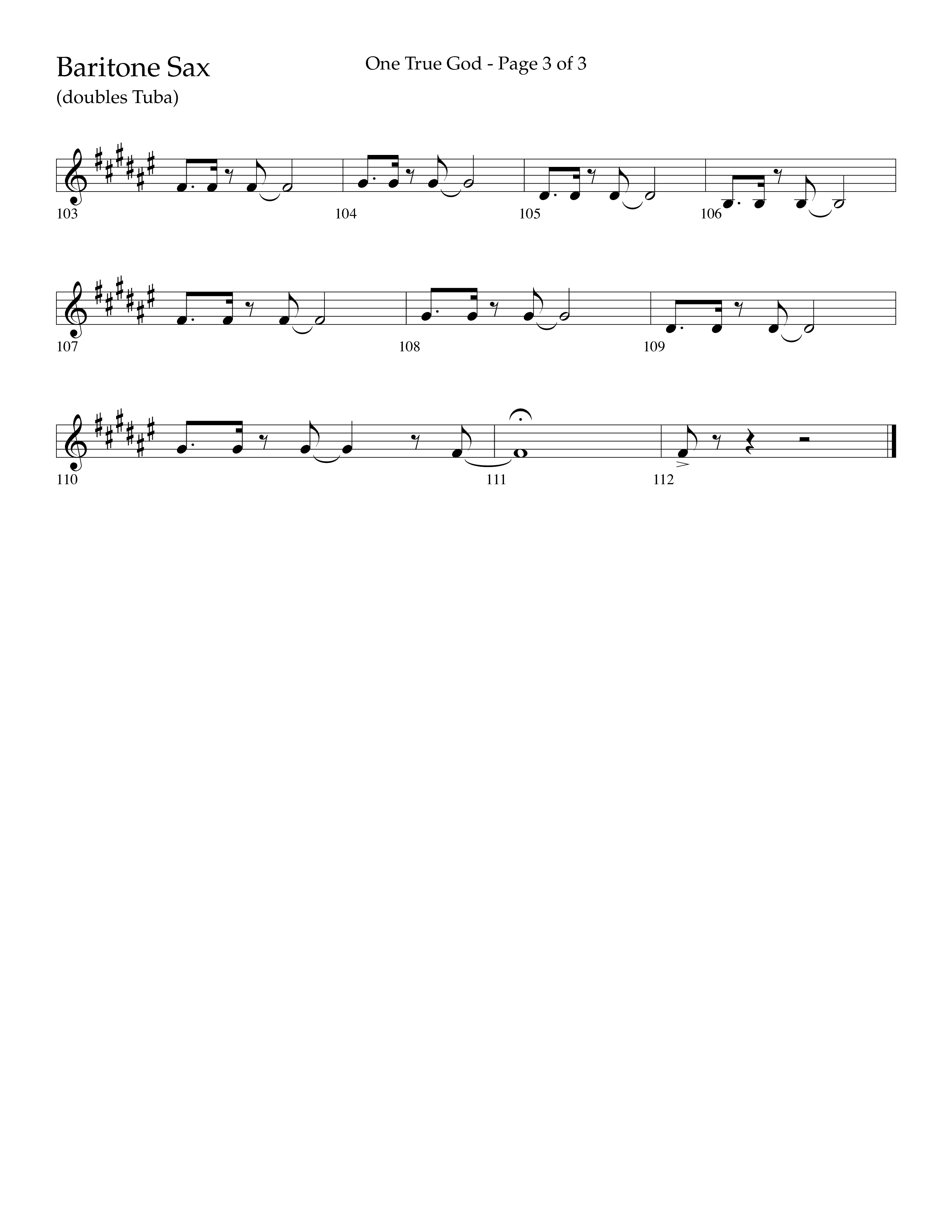One True God (Choral Anthem SATB) Bari Sax (Lifeway Choral / Arr. Bradley Knight)