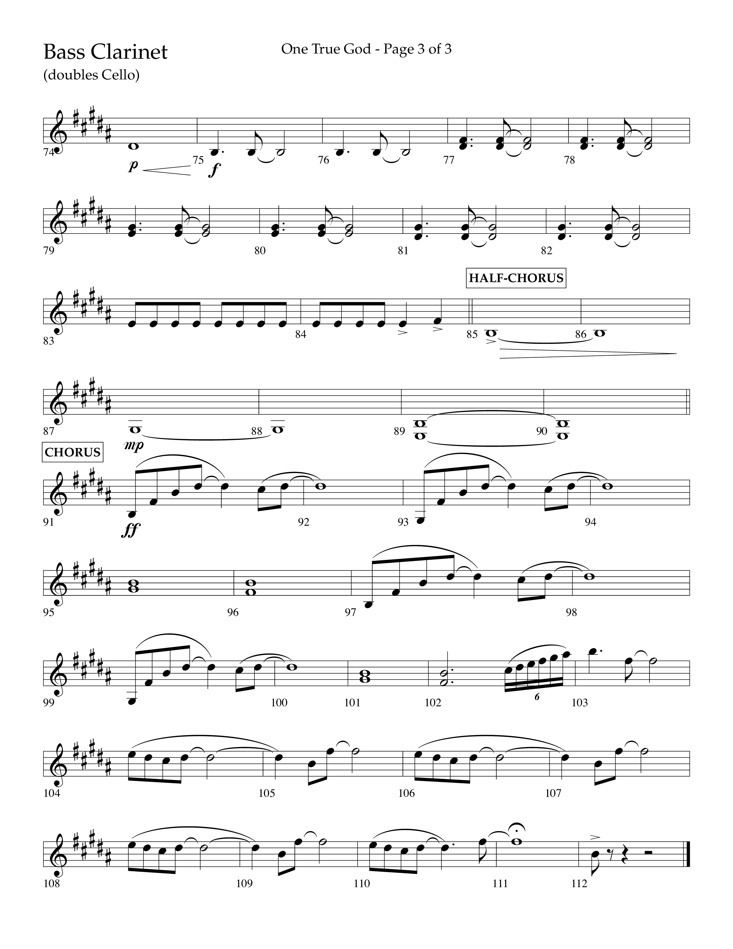 One True God (Choral Anthem SATB) Bass Clarinet (Lifeway Choral / Arr. Bradley Knight)