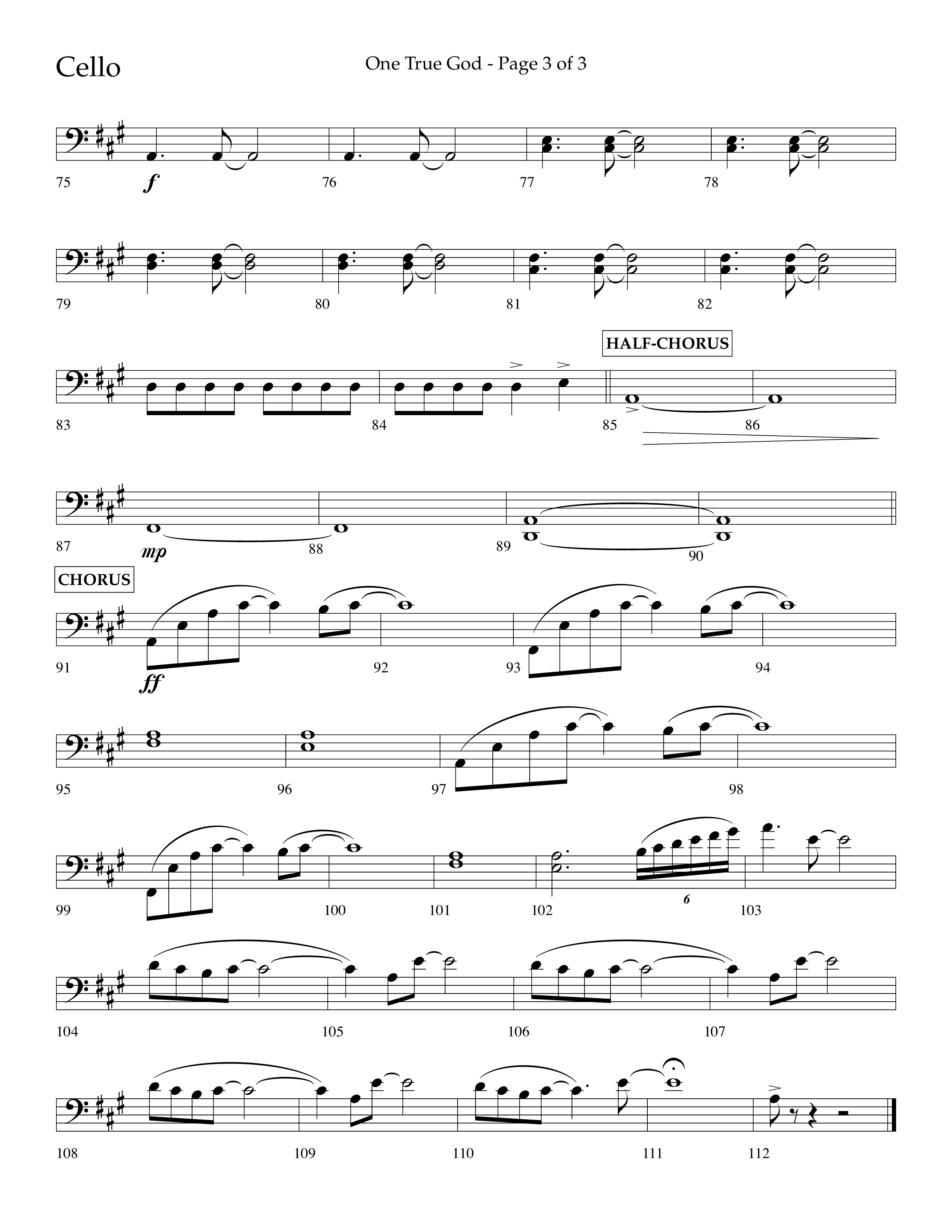 One True God (Choral Anthem SATB) Cello (Lifeway Choral / Arr. Bradley Knight)