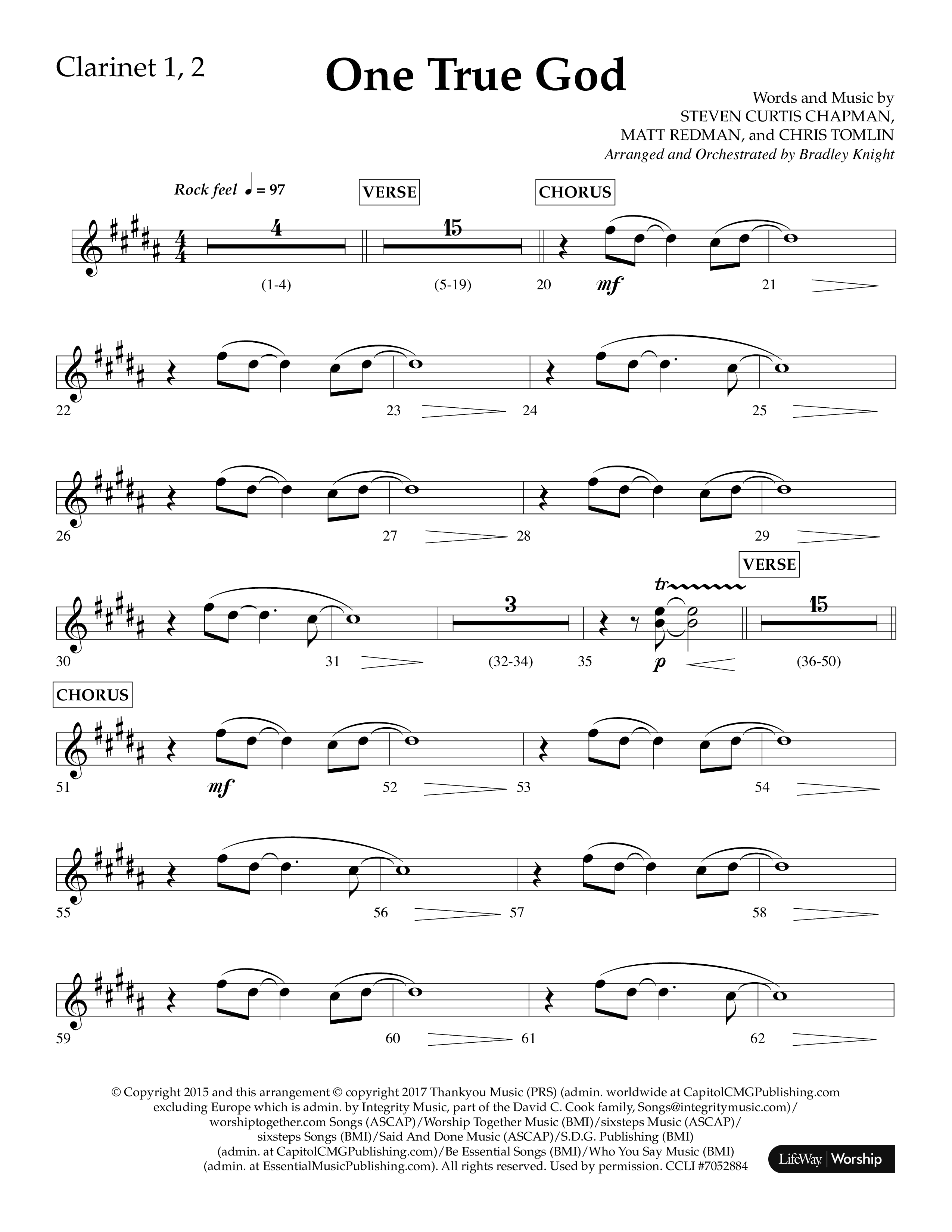One True God (Choral Anthem SATB) Clarinet 1/2 (Lifeway Choral / Arr. Bradley Knight)