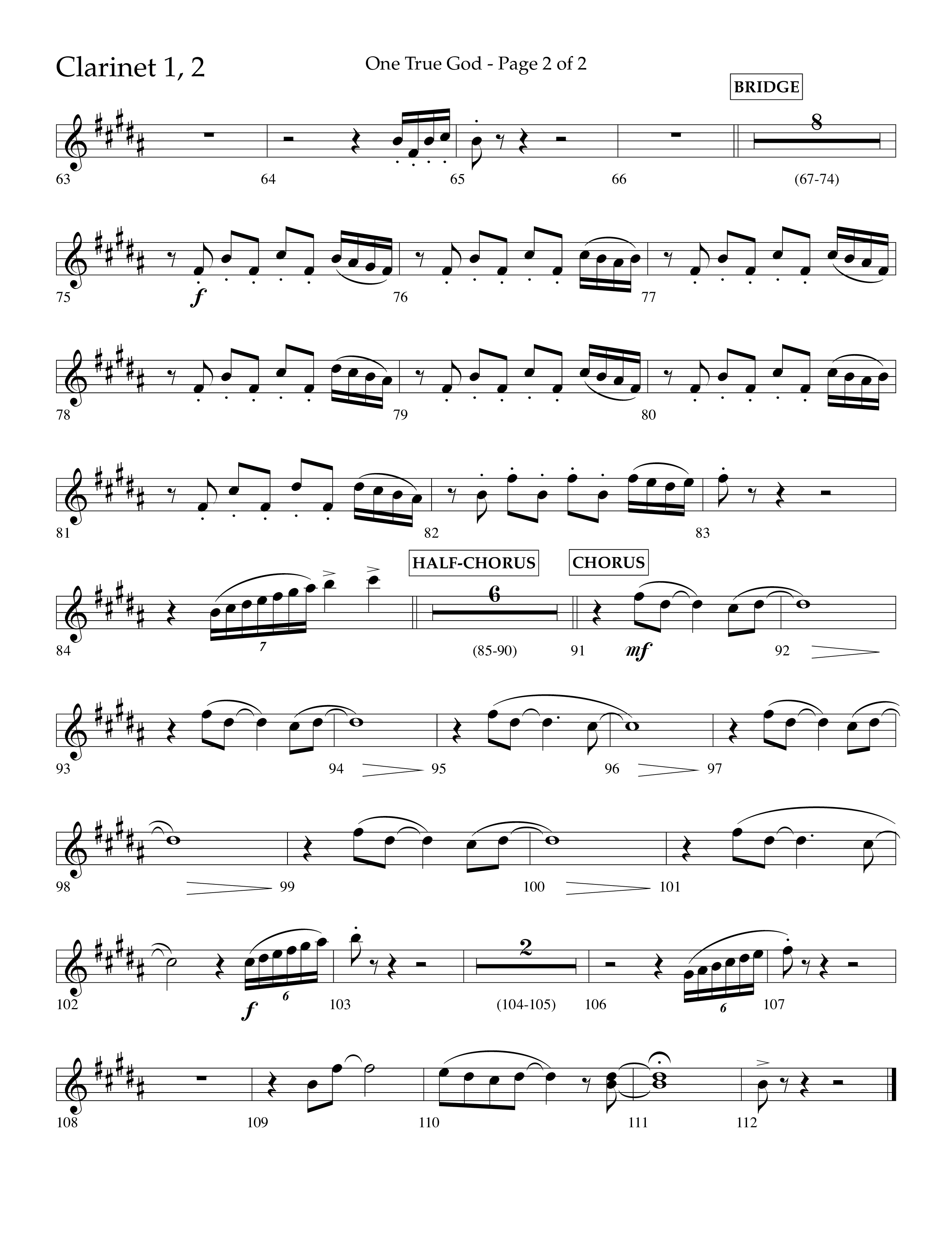 One True God (Choral Anthem SATB) Clarinet 1/2 (Lifeway Choral / Arr. Bradley Knight)
