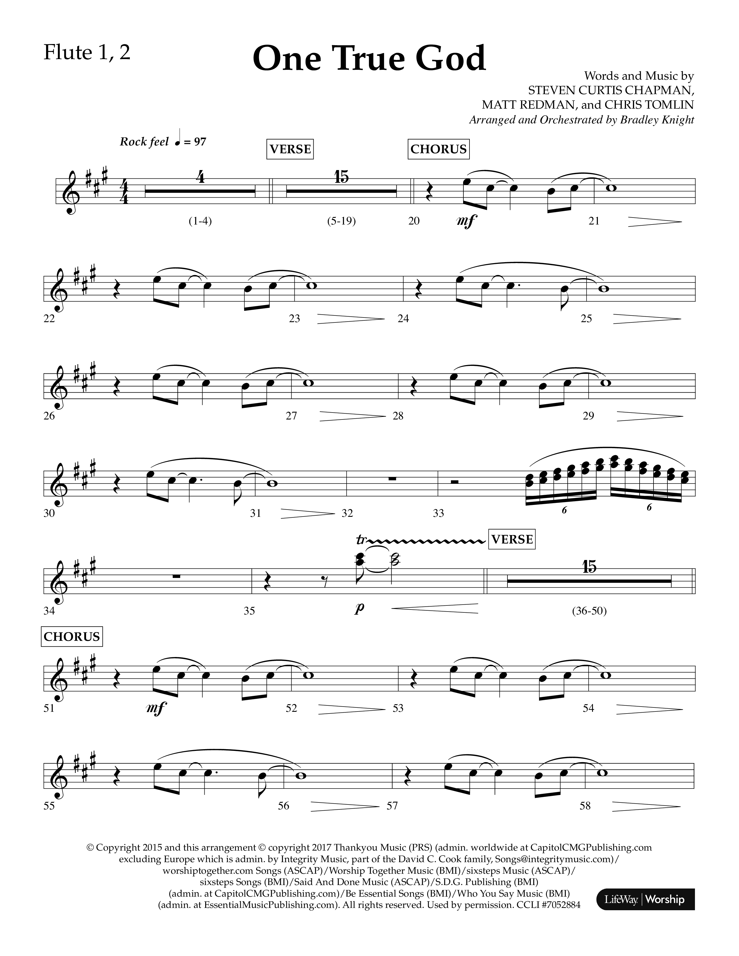 One True God (Choral Anthem SATB) Flute 1/2 (Lifeway Choral / Arr. Bradley Knight)
