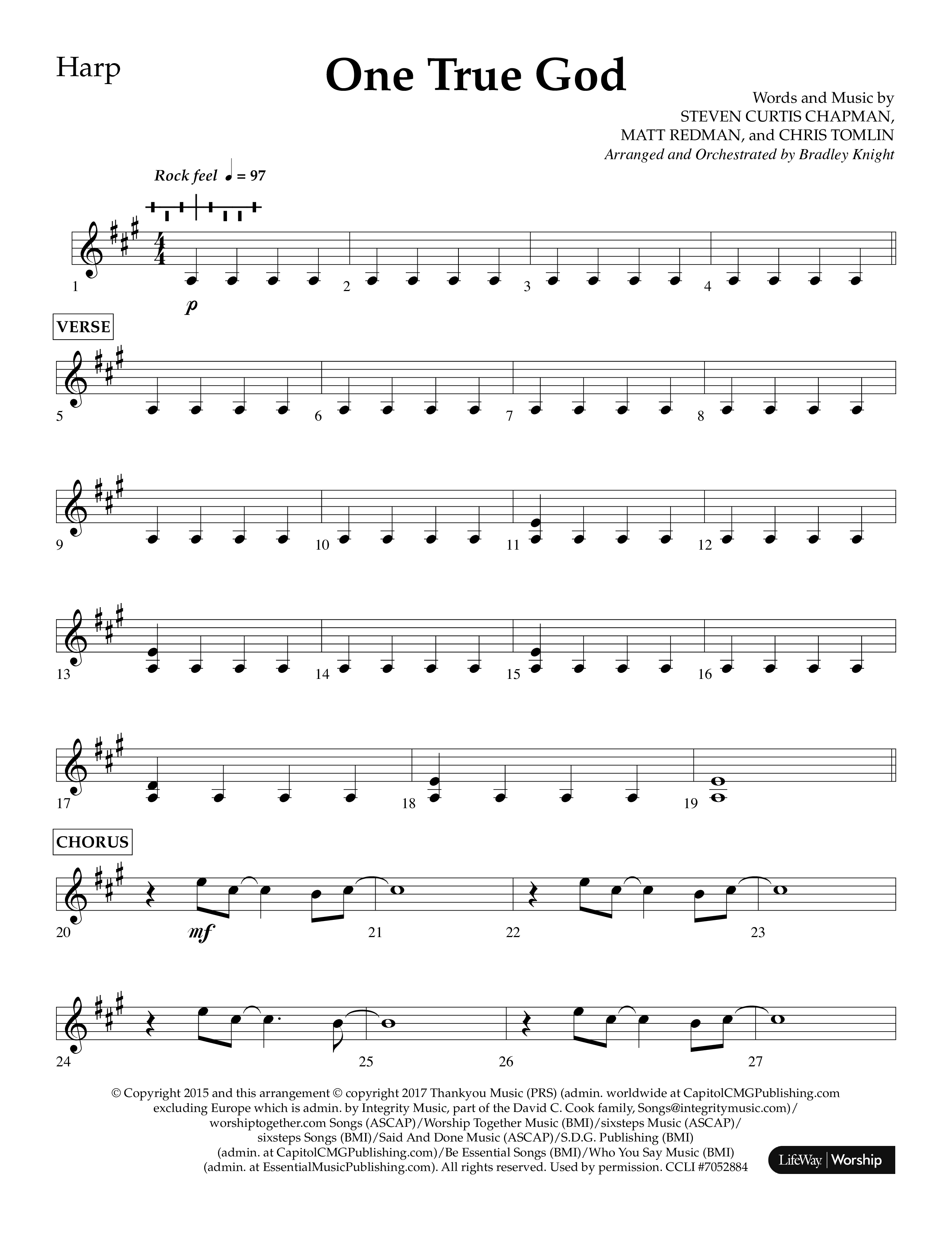 One True God (Choral Anthem SATB) Harp (Lifeway Choral / Arr. Bradley Knight)
