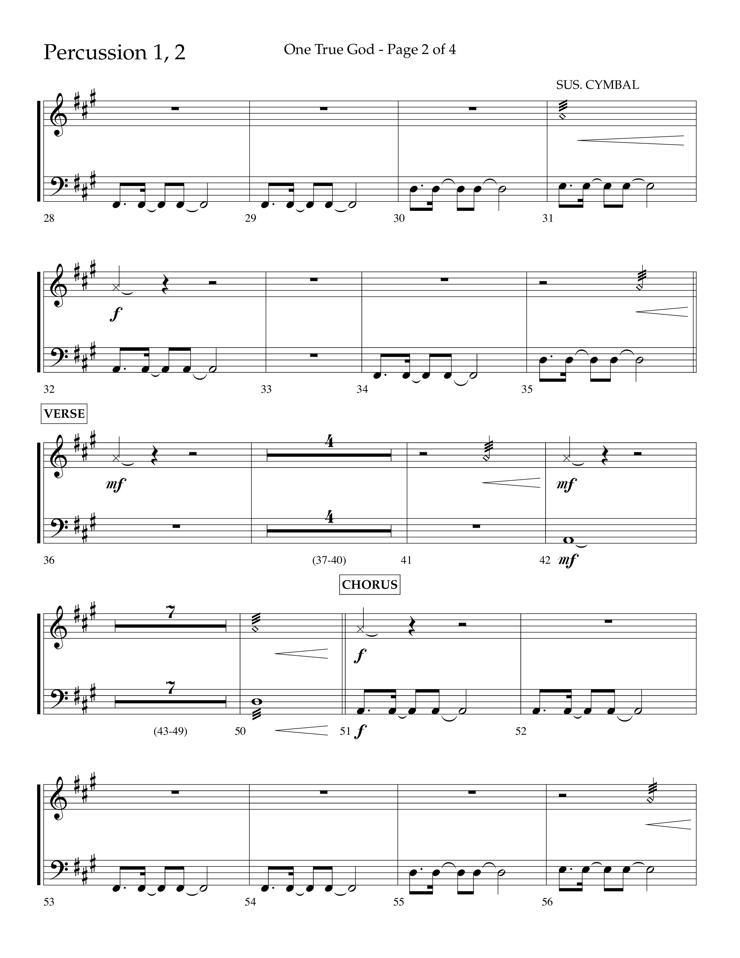 One True God (Choral Anthem SATB) Percussion 1/2 (Lifeway Choral / Arr. Bradley Knight)