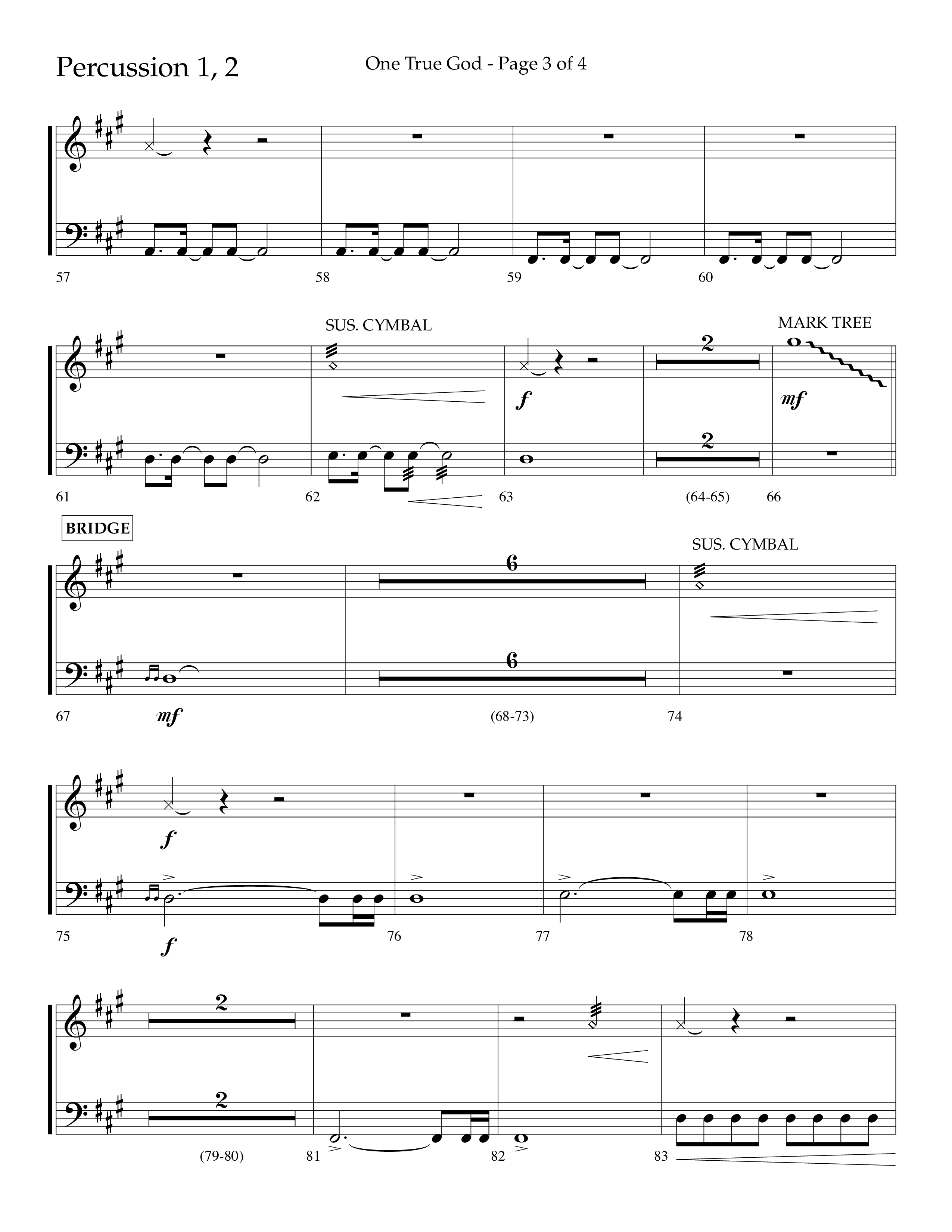 One True God (Choral Anthem SATB) Percussion 1/2 (Lifeway Choral / Arr. Bradley Knight)