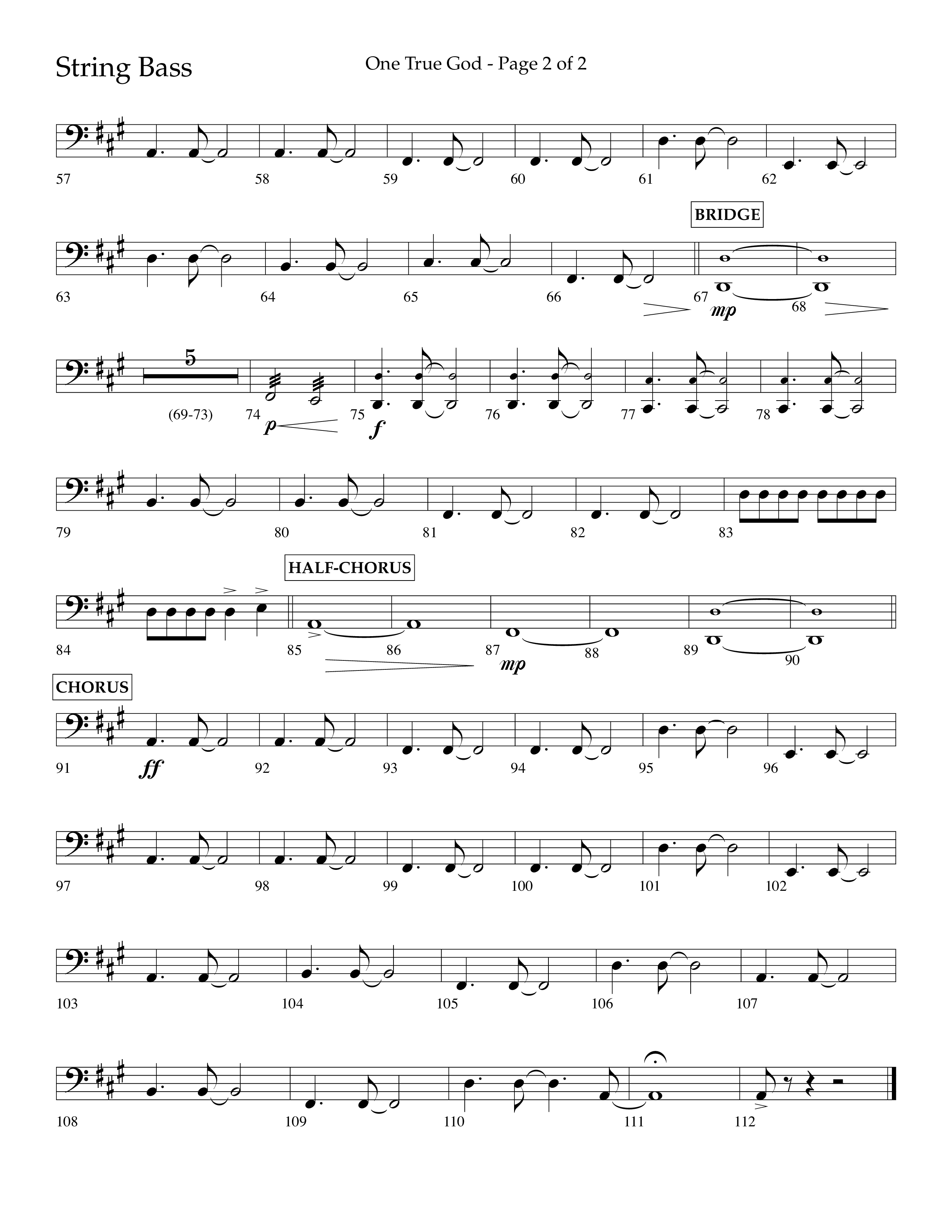 One True God (Choral Anthem SATB) String Bass (Lifeway Choral / Arr. Bradley Knight)