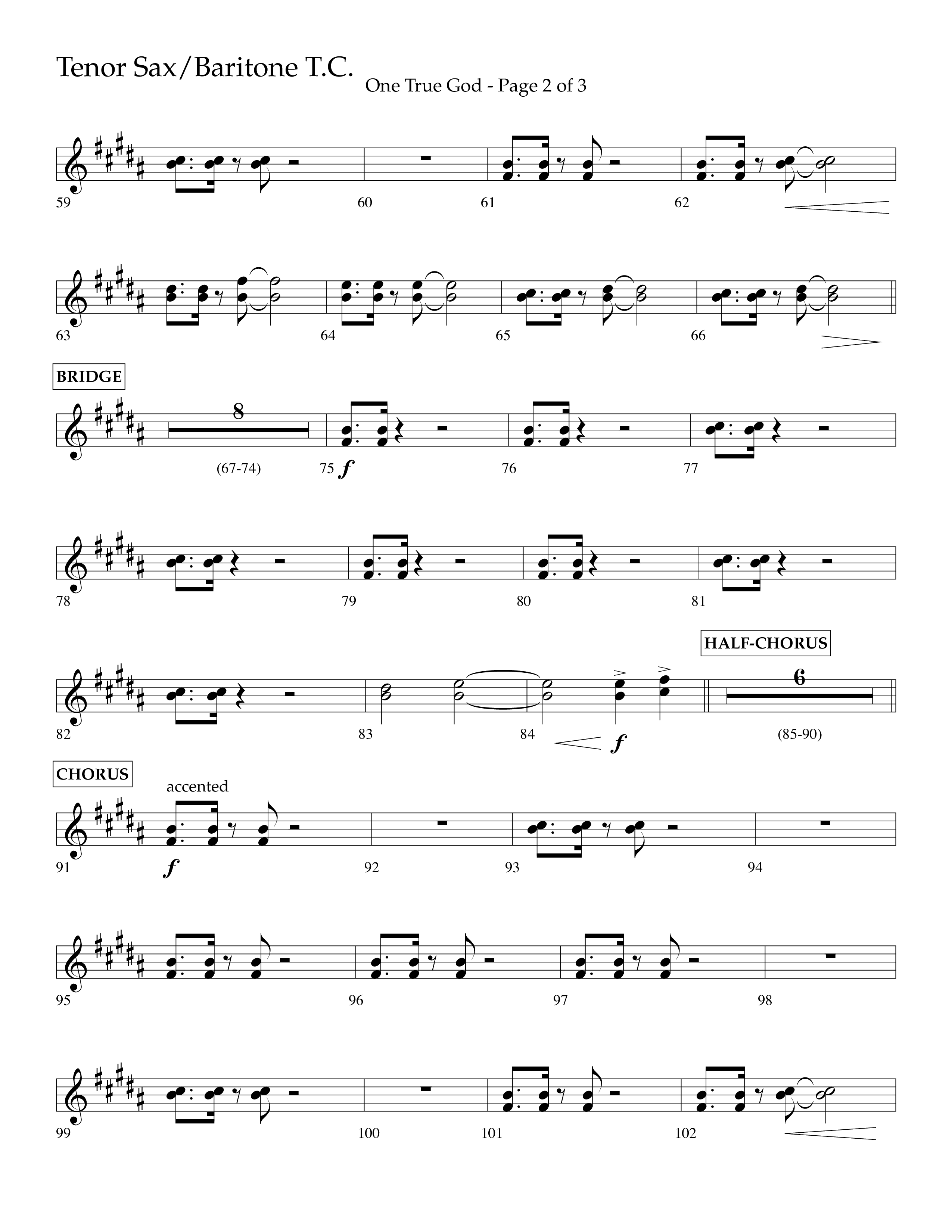One True God (Choral Anthem SATB) Tenor Sax/Baritone T.C. (Lifeway Choral / Arr. Bradley Knight)