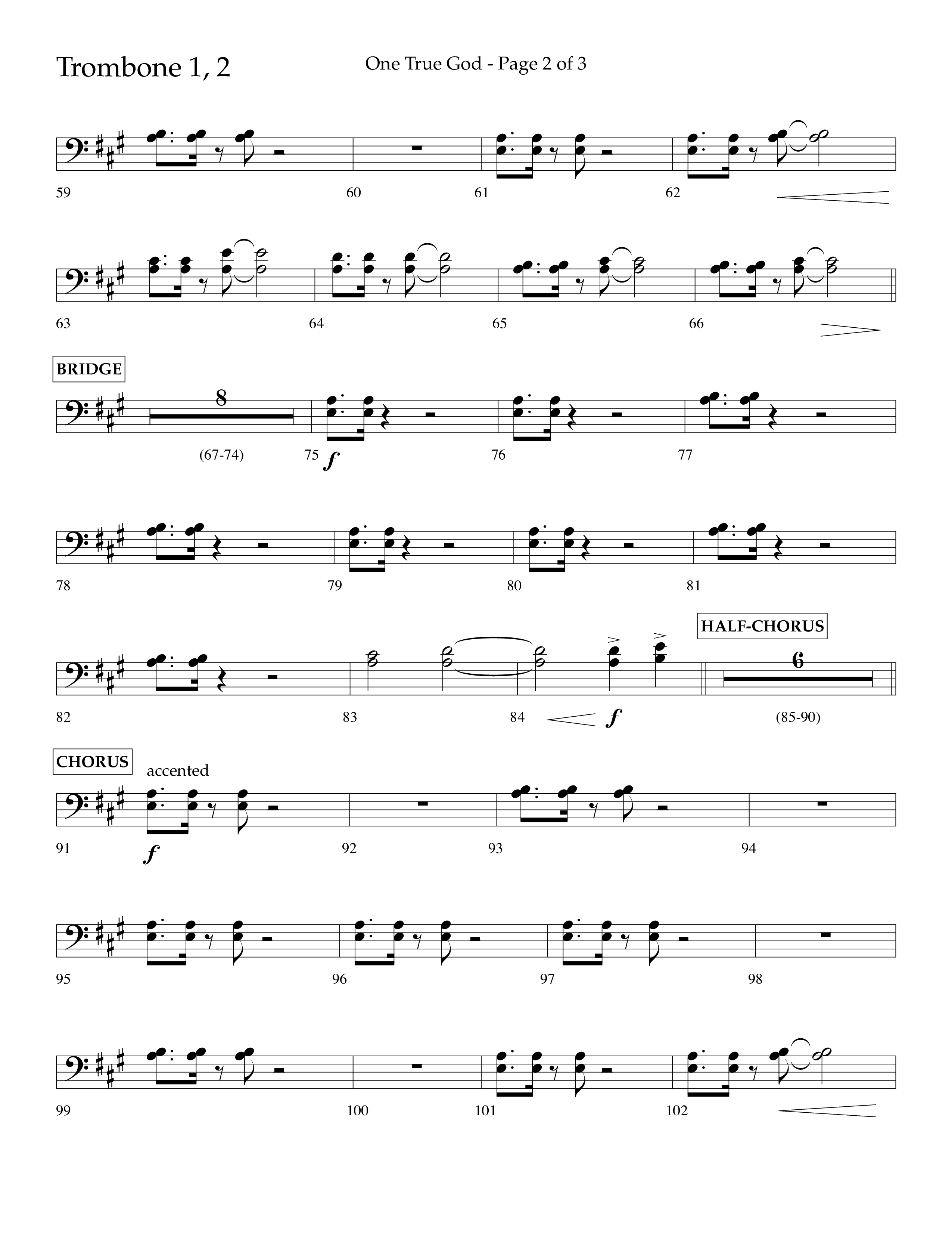 One True God (Choral Anthem SATB) Trombone 1/2 (Lifeway Choral / Arr. Bradley Knight)