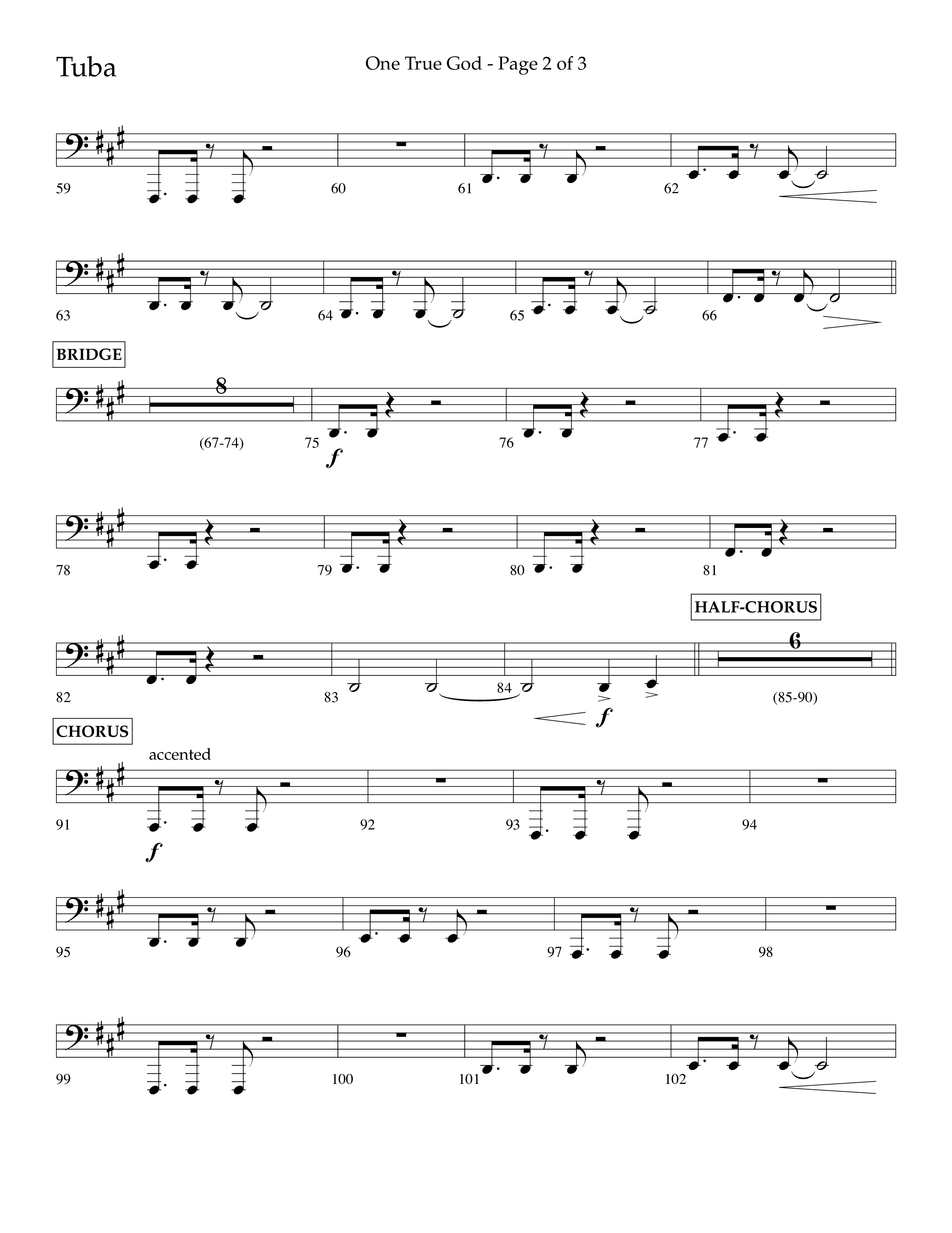 One True God (Choral Anthem SATB) Tuba (Lifeway Choral / Arr. Bradley Knight)