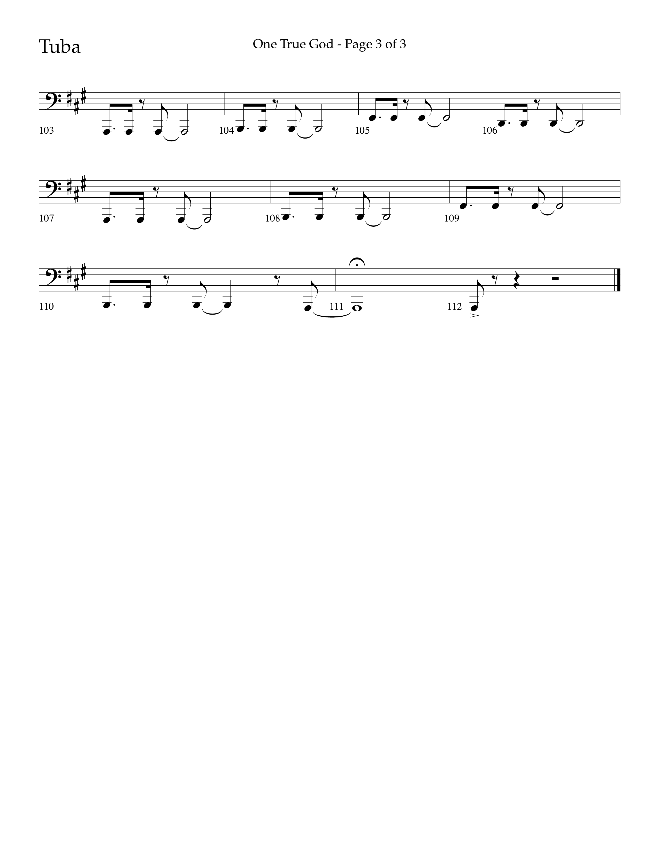 One True God (Choral Anthem SATB) Tuba (Lifeway Choral / Arr. Bradley Knight)