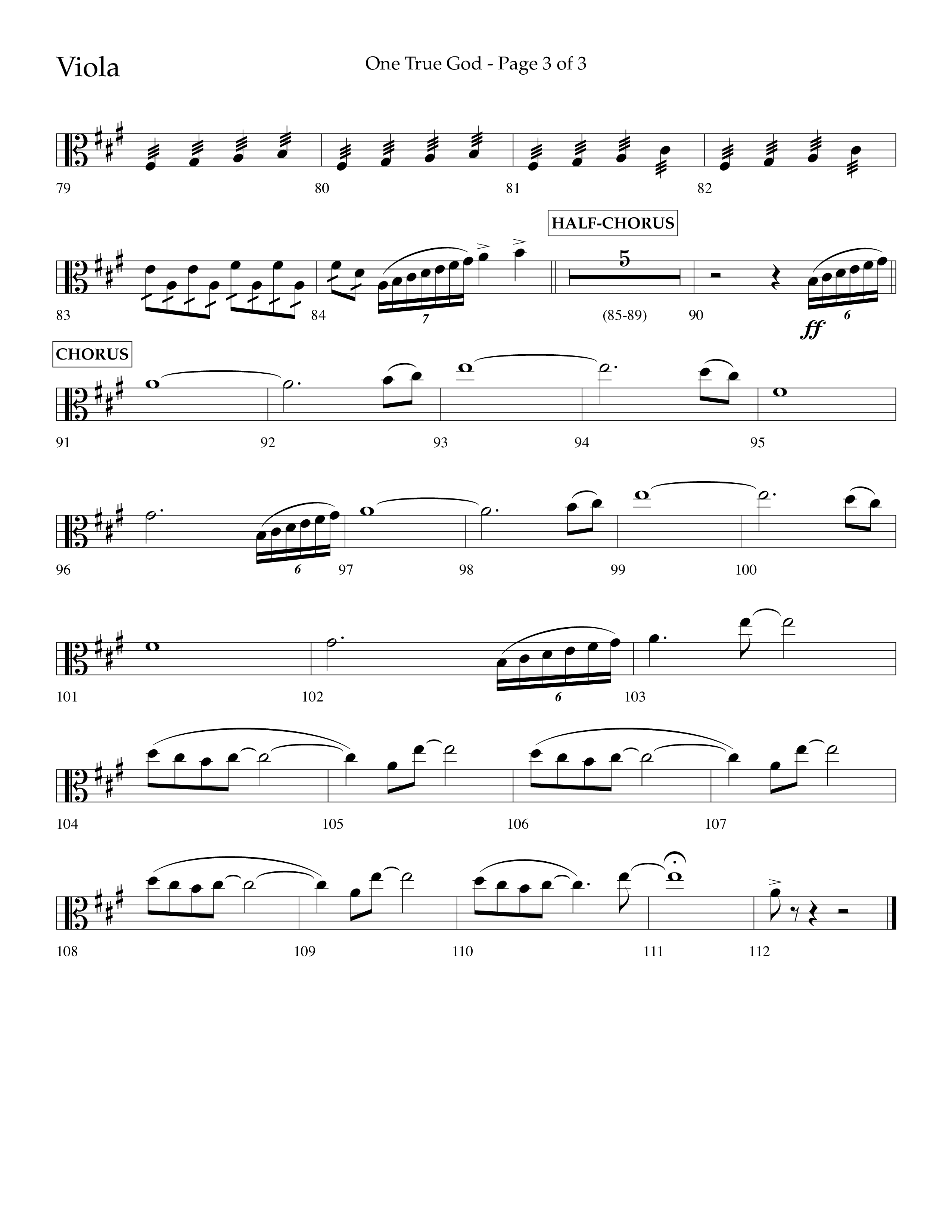 One True God (Choral Anthem SATB) Viola (Lifeway Choral / Arr. Bradley Knight)