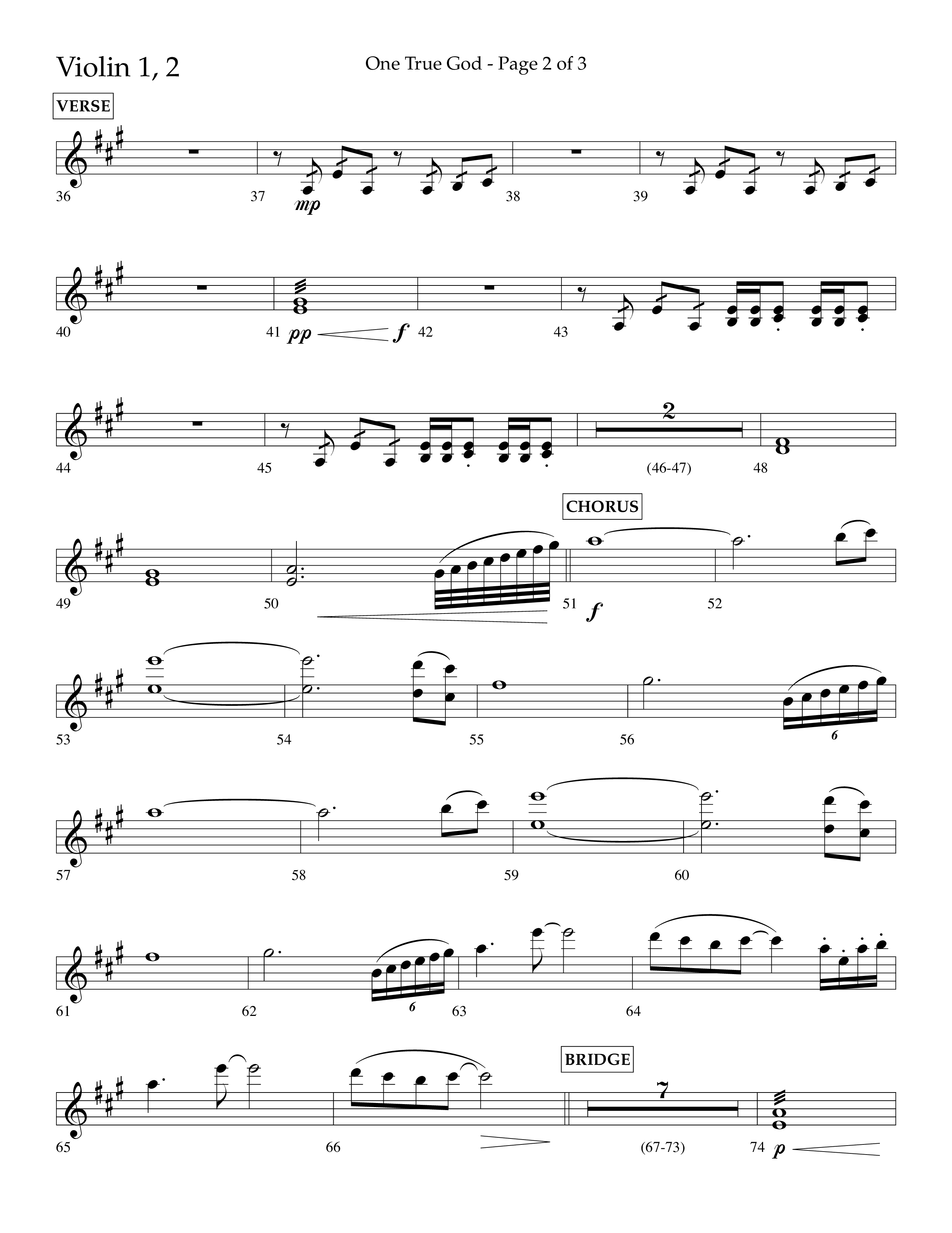 One True God (Choral Anthem SATB) Violin 1/2 (Lifeway Choral / Arr. Bradley Knight)
