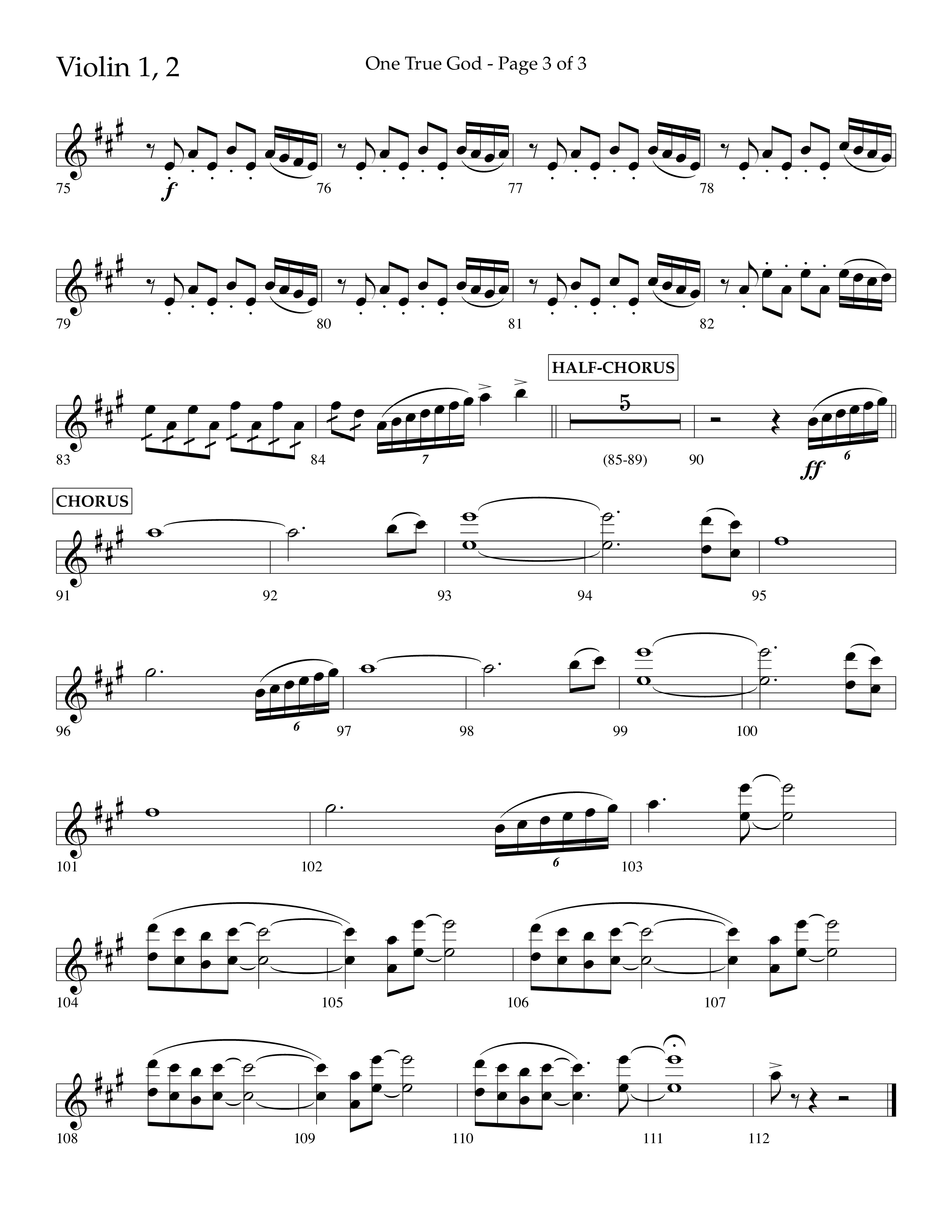 One True God (Choral Anthem SATB) Violin 1/2 (Lifeway Choral / Arr. Bradley Knight)