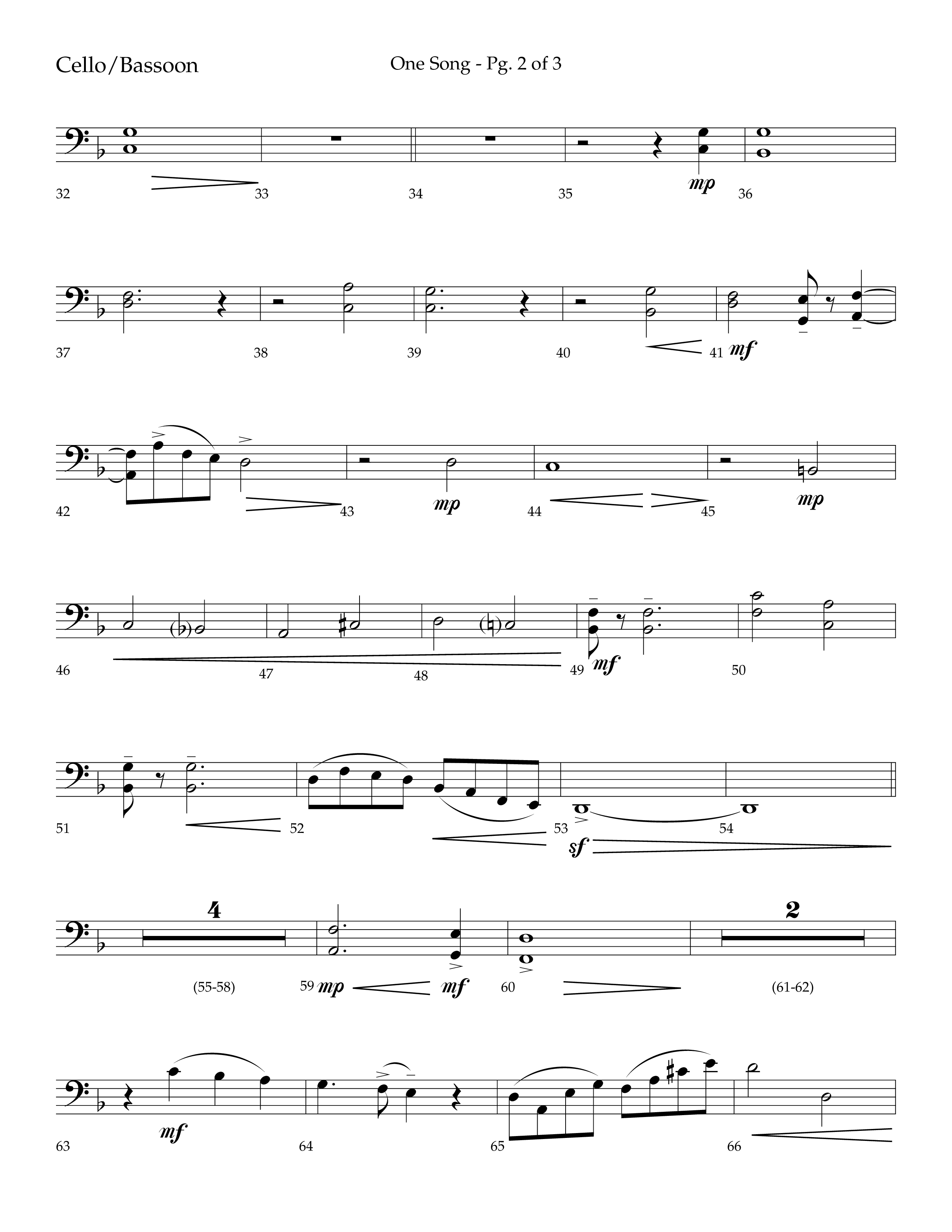 One Song (Choral Anthem SATB) Cello (Lifeway Choral / Arr. Robert Sterling)