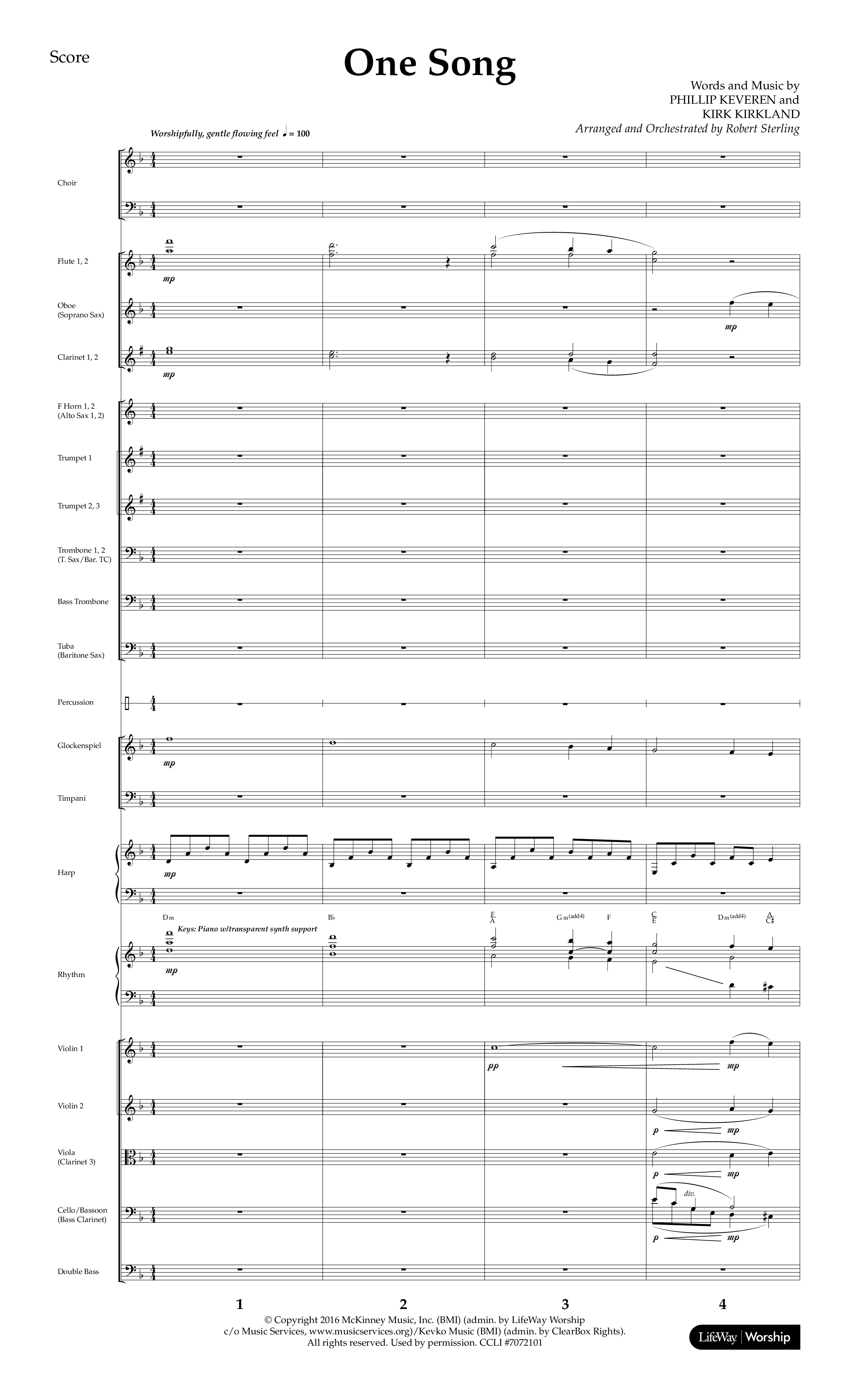 One Song (Choral Anthem SATB) Orchestration (Lifeway Choral / Arr. Robert Sterling)