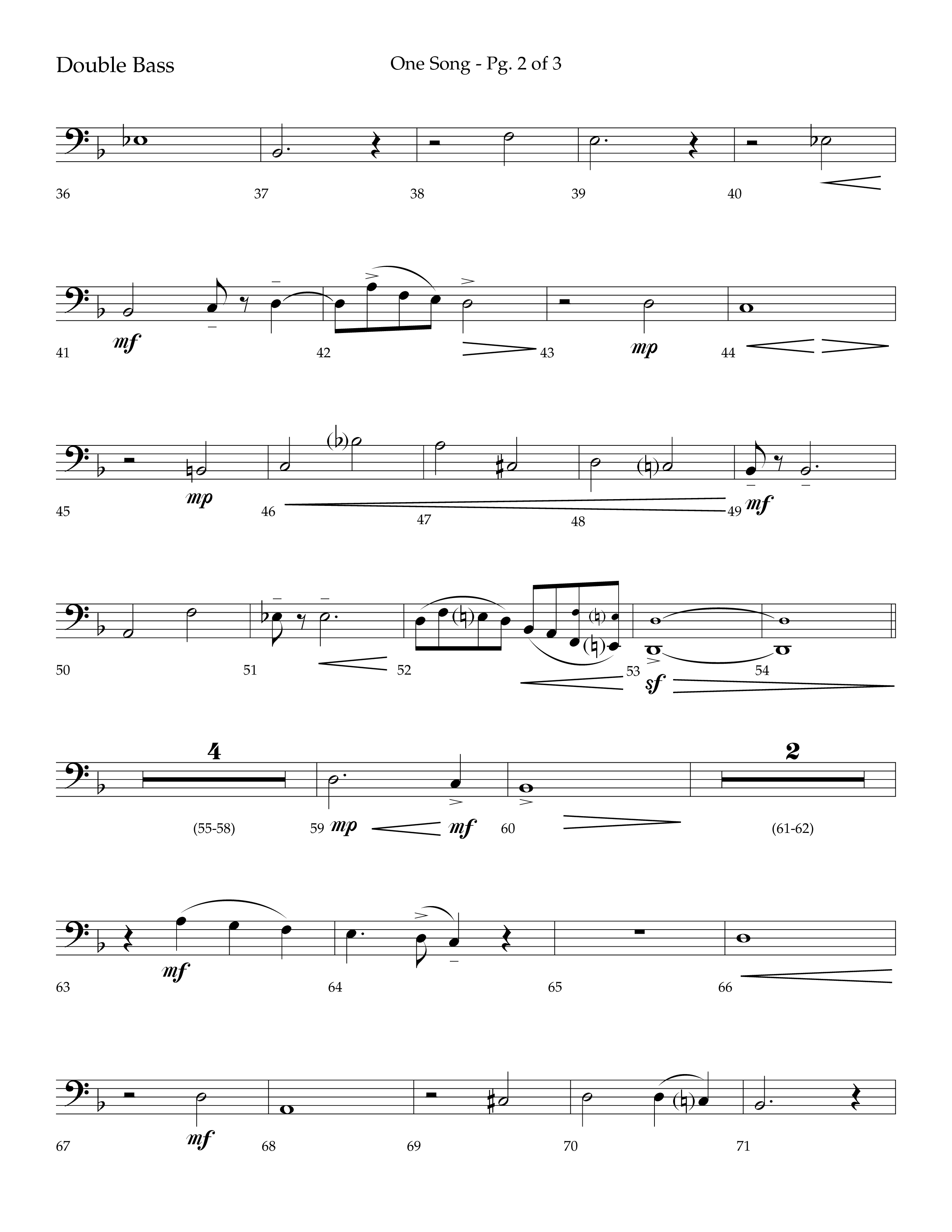 One Song (Choral Anthem SATB) Double Bass (Lifeway Choral / Arr. Robert Sterling)