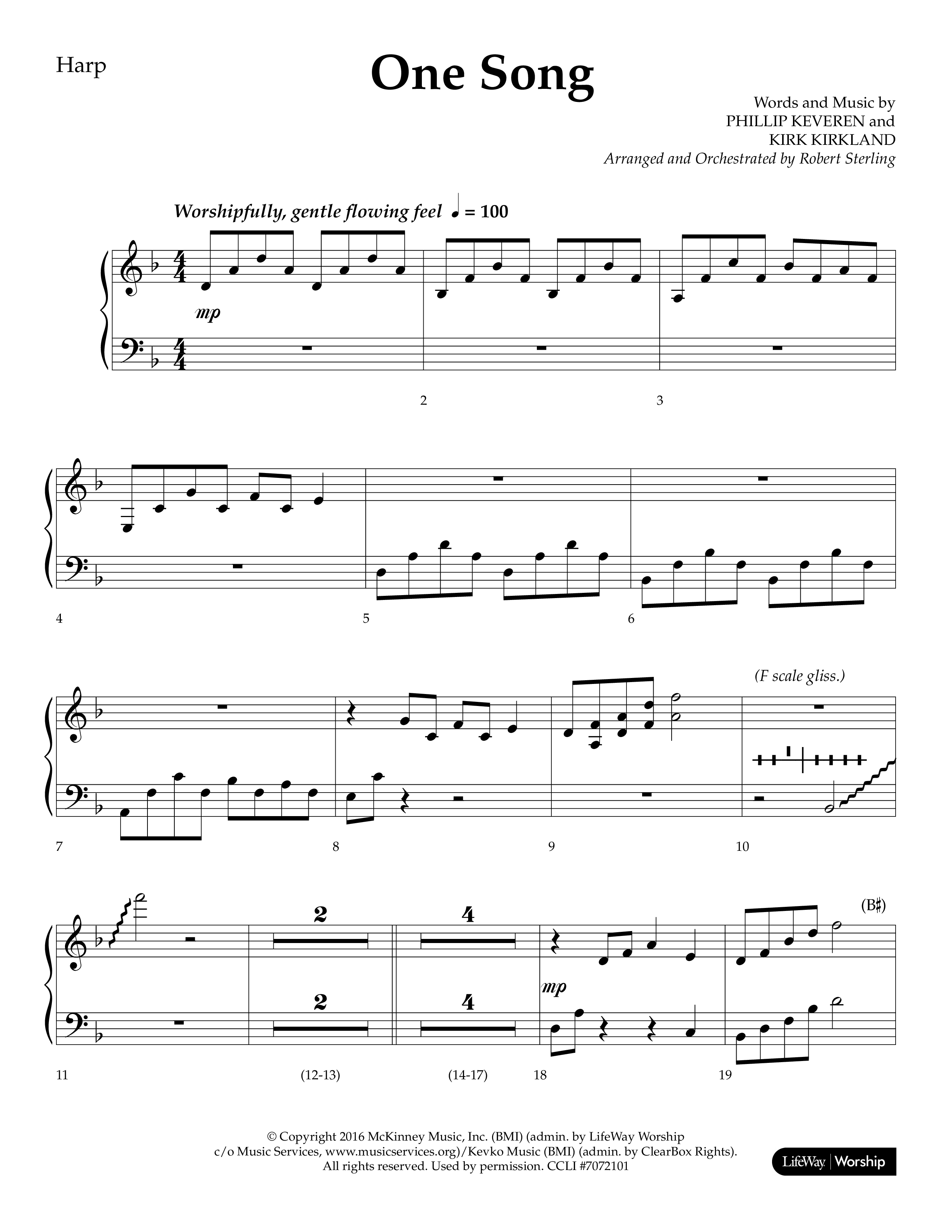One Song (Choral Anthem SATB) Harp (Lifeway Choral / Arr. Robert Sterling)