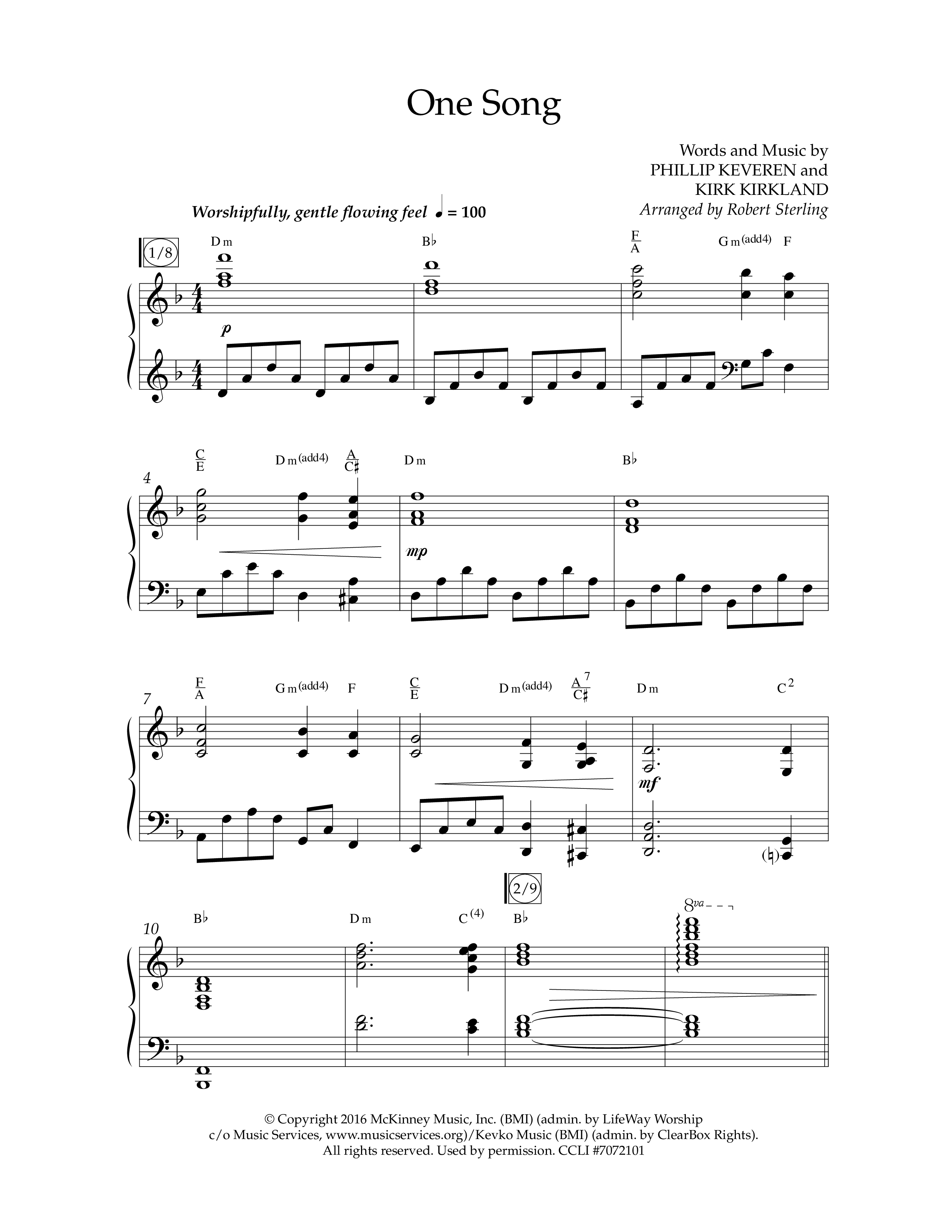 One Song (Choral Anthem SATB) Anthem (SATB/Piano) (Lifeway Choral / Arr. Robert Sterling)