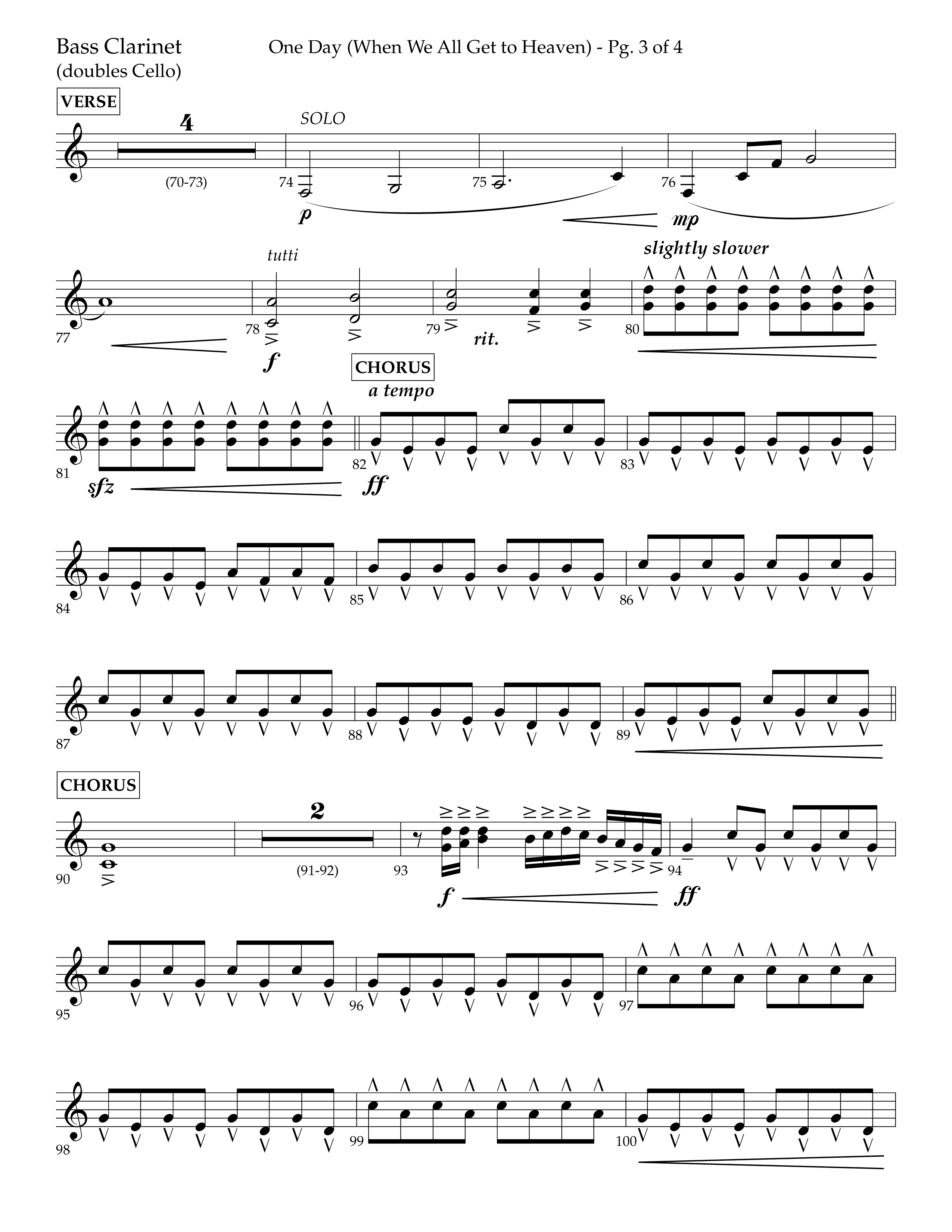 One Day (When We All Get To Heaven) (Choral Anthem SATB) Bass Clarinet (Lifeway Choral / Arr. Cliff Duren)