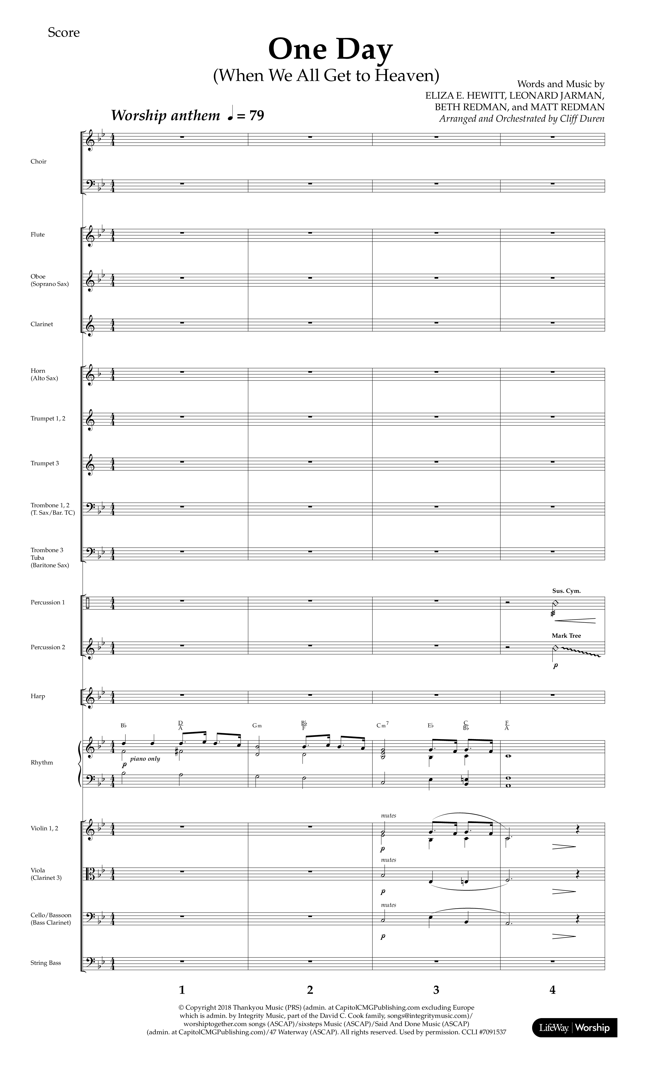 One Day (When We All Get To Heaven) (Choral Anthem SATB) Orchestration (Lifeway Choral / Arr. Cliff Duren)