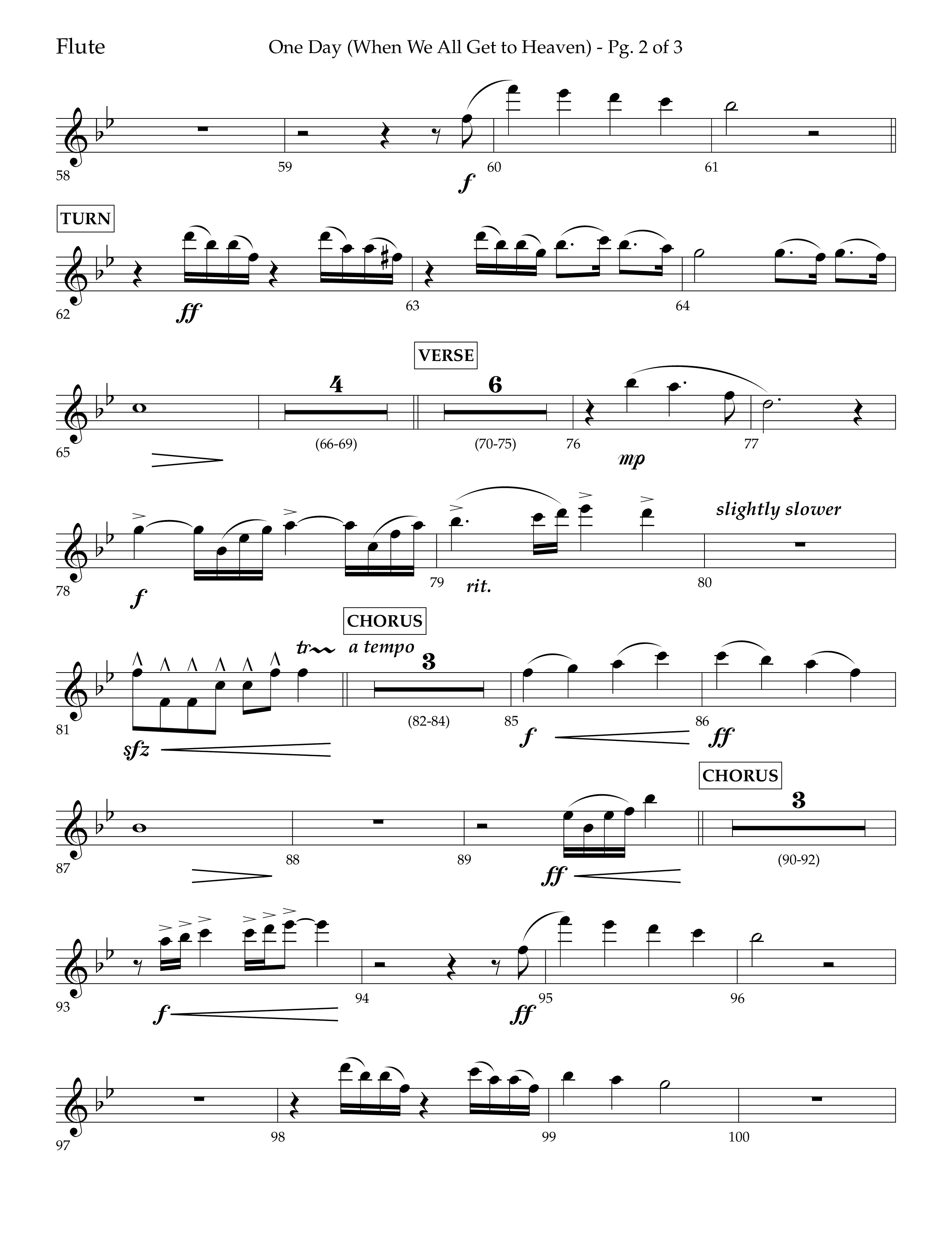 One Day (When We All Get To Heaven) (Choral Anthem SATB) Flute (Lifeway Choral / Arr. Cliff Duren)