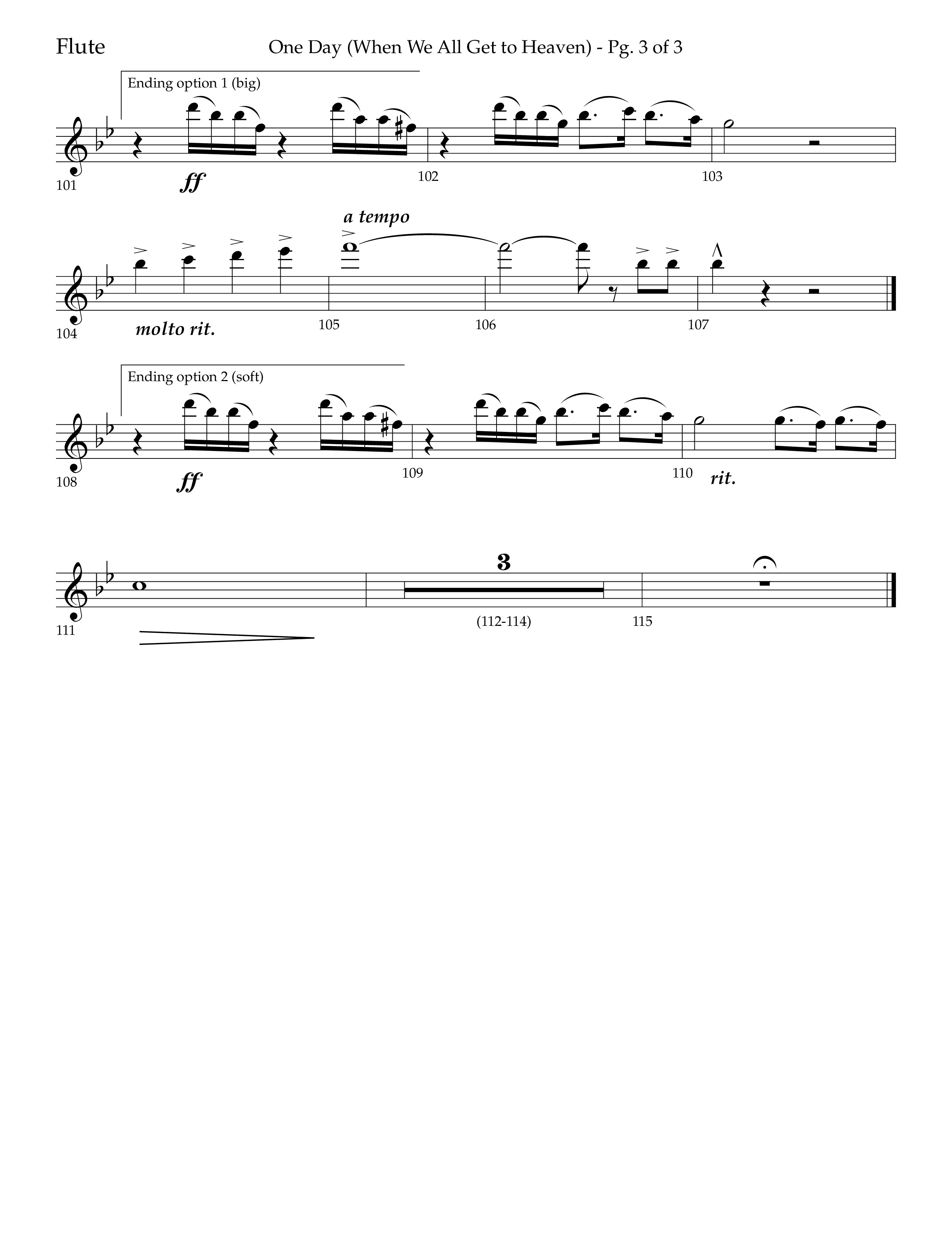 One Day (When We All Get To Heaven) (Choral Anthem SATB) Flute (Lifeway Choral / Arr. Cliff Duren)