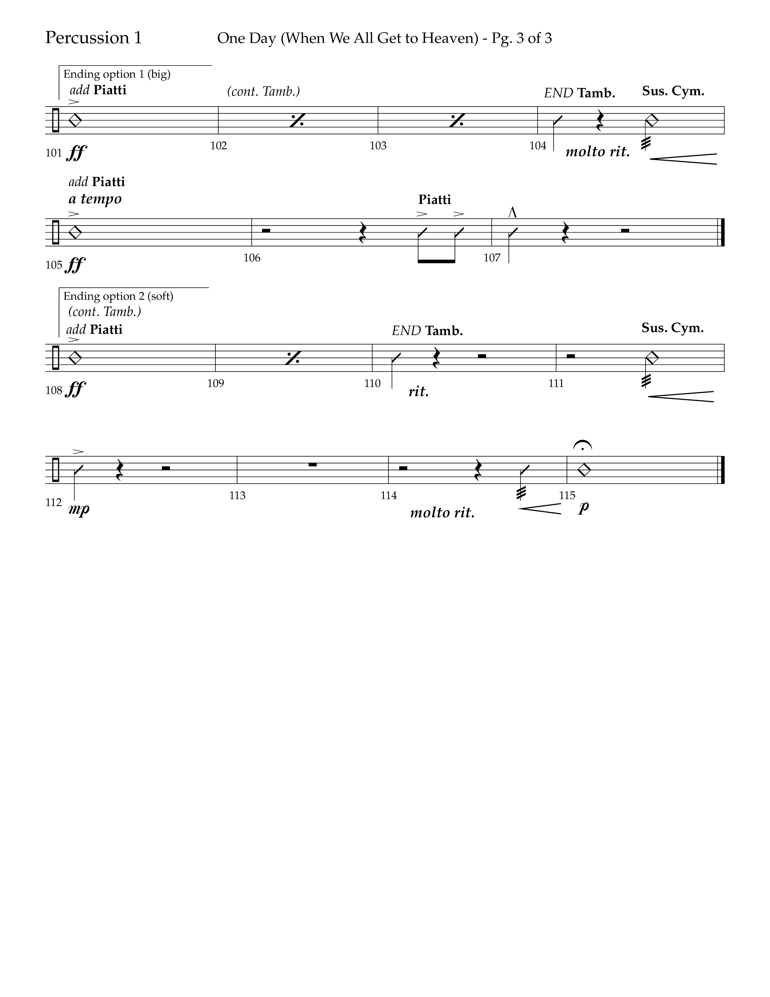One Day (When We All Get To Heaven) (Choral Anthem SATB) Percussion 1/2 (Lifeway Choral / Arr. Cliff Duren)