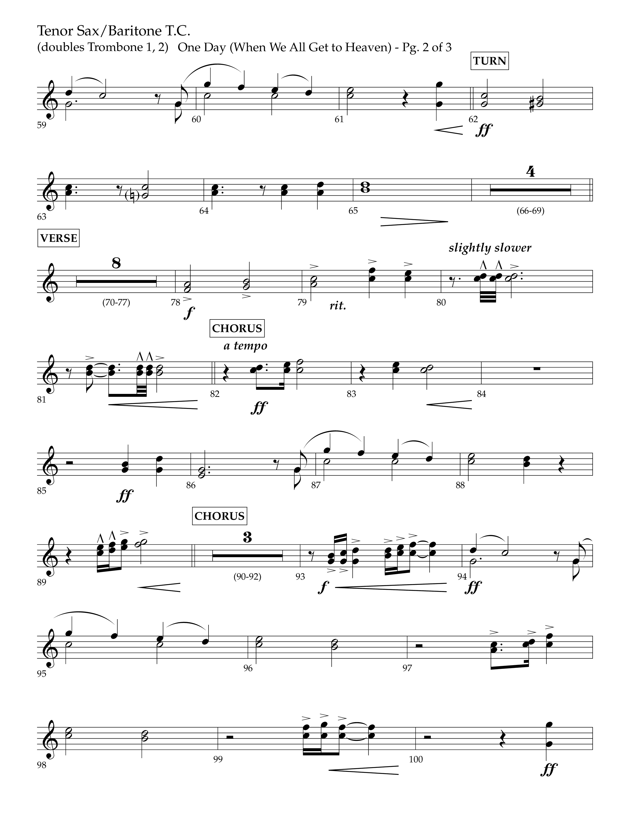 One Day (When We All Get To Heaven) (Choral Anthem SATB) Tenor Sax/Baritone T.C. (Lifeway Choral / Arr. Cliff Duren)