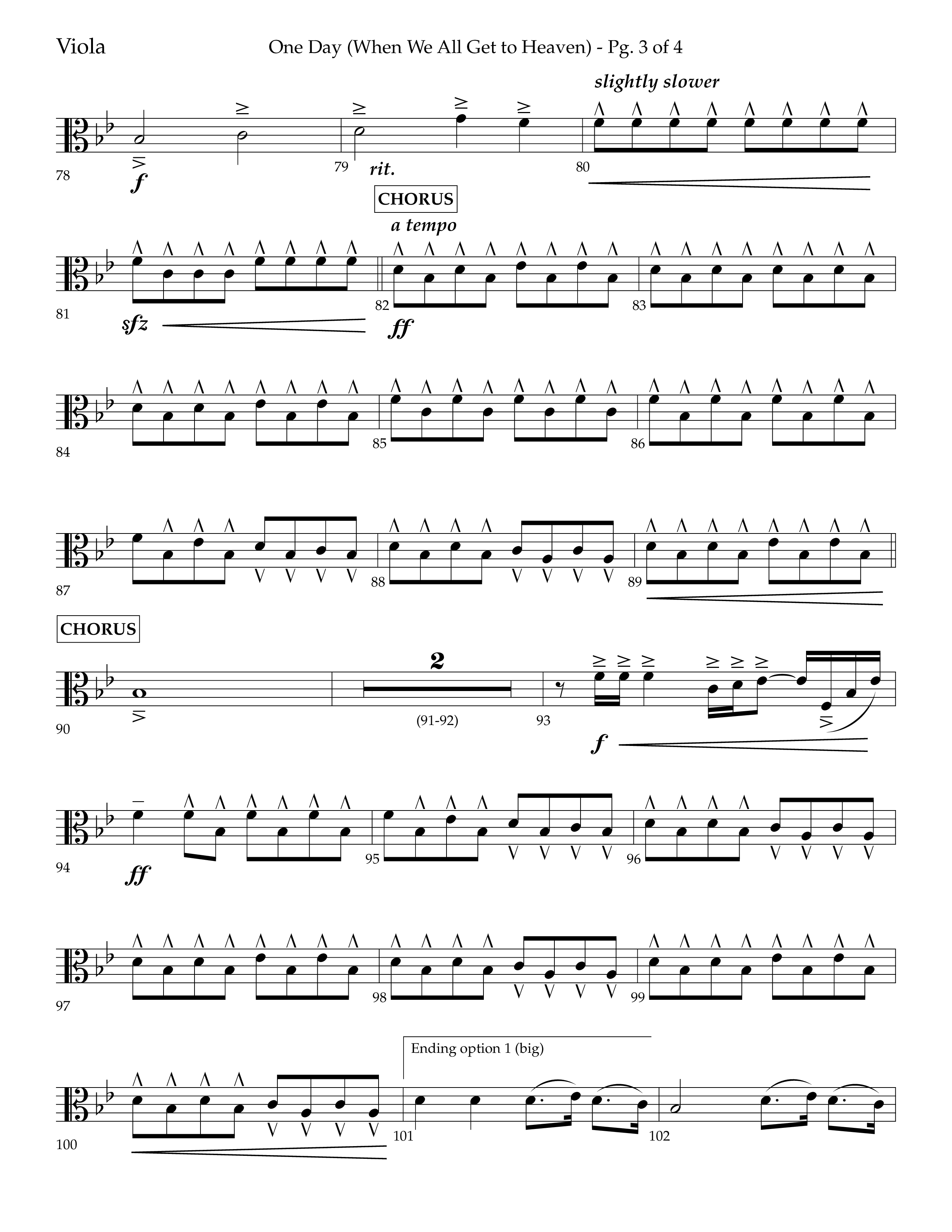 One Day (When We All Get To Heaven) (Choral Anthem SATB) Viola (Lifeway Choral / Arr. Cliff Duren)