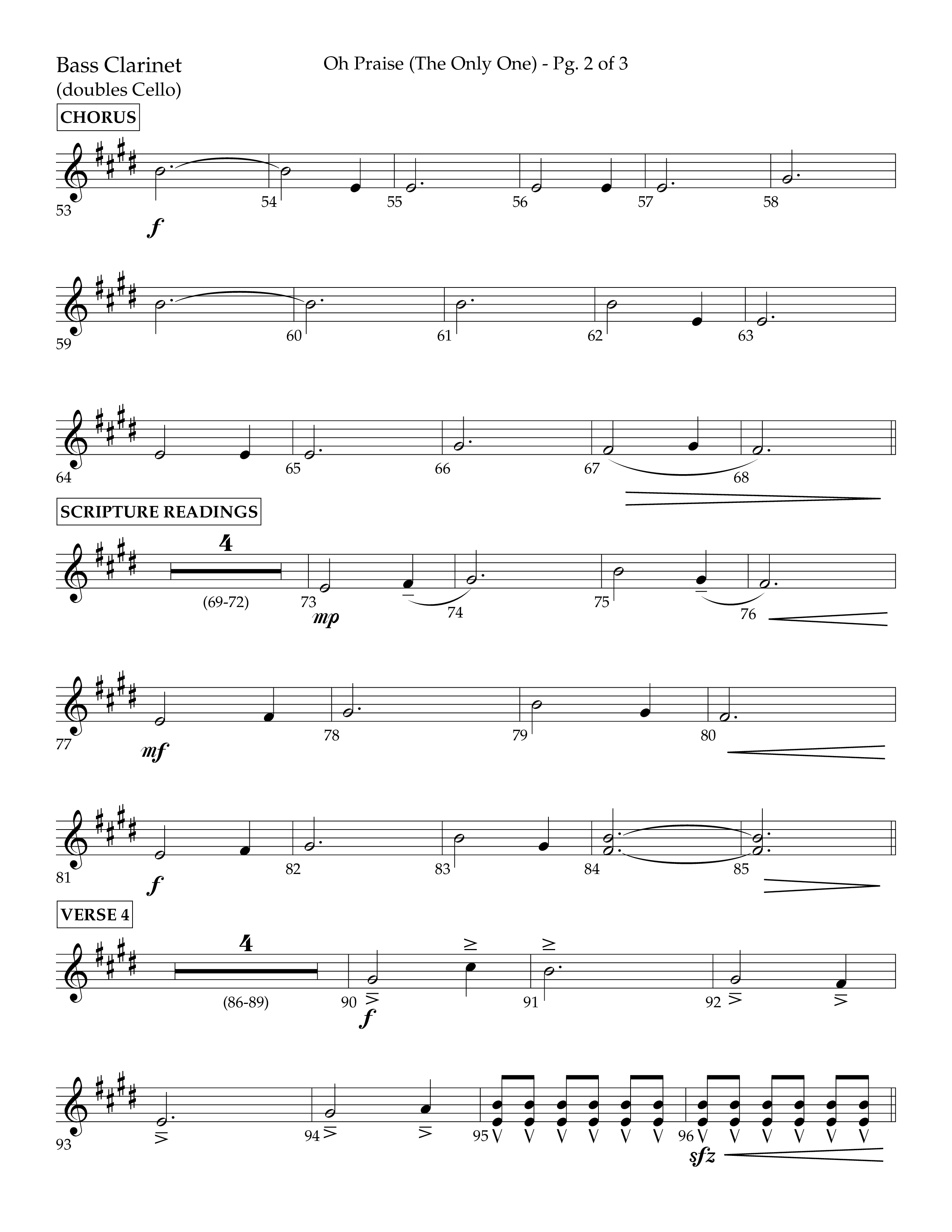 Oh Praise (The Only One) with Doxology (Choral Anthem SATB) Bass Clarinet (Lifeway Choral / Arr. John Bolin / Orch. Cliff Duren)