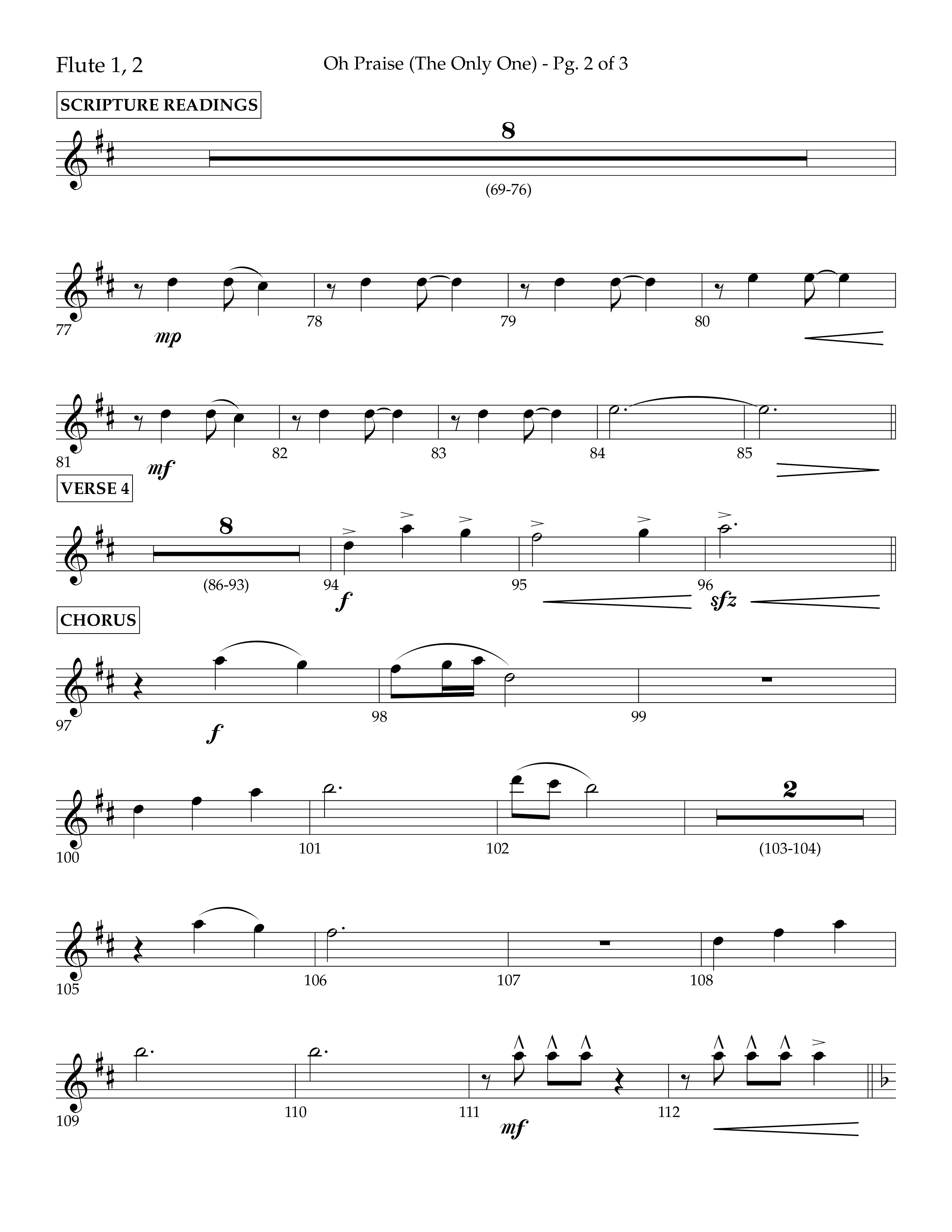 Oh Praise (The Only One) with Doxology (Choral Anthem SATB) Flute 1/2 (Lifeway Choral / Arr. John Bolin / Orch. Cliff Duren)